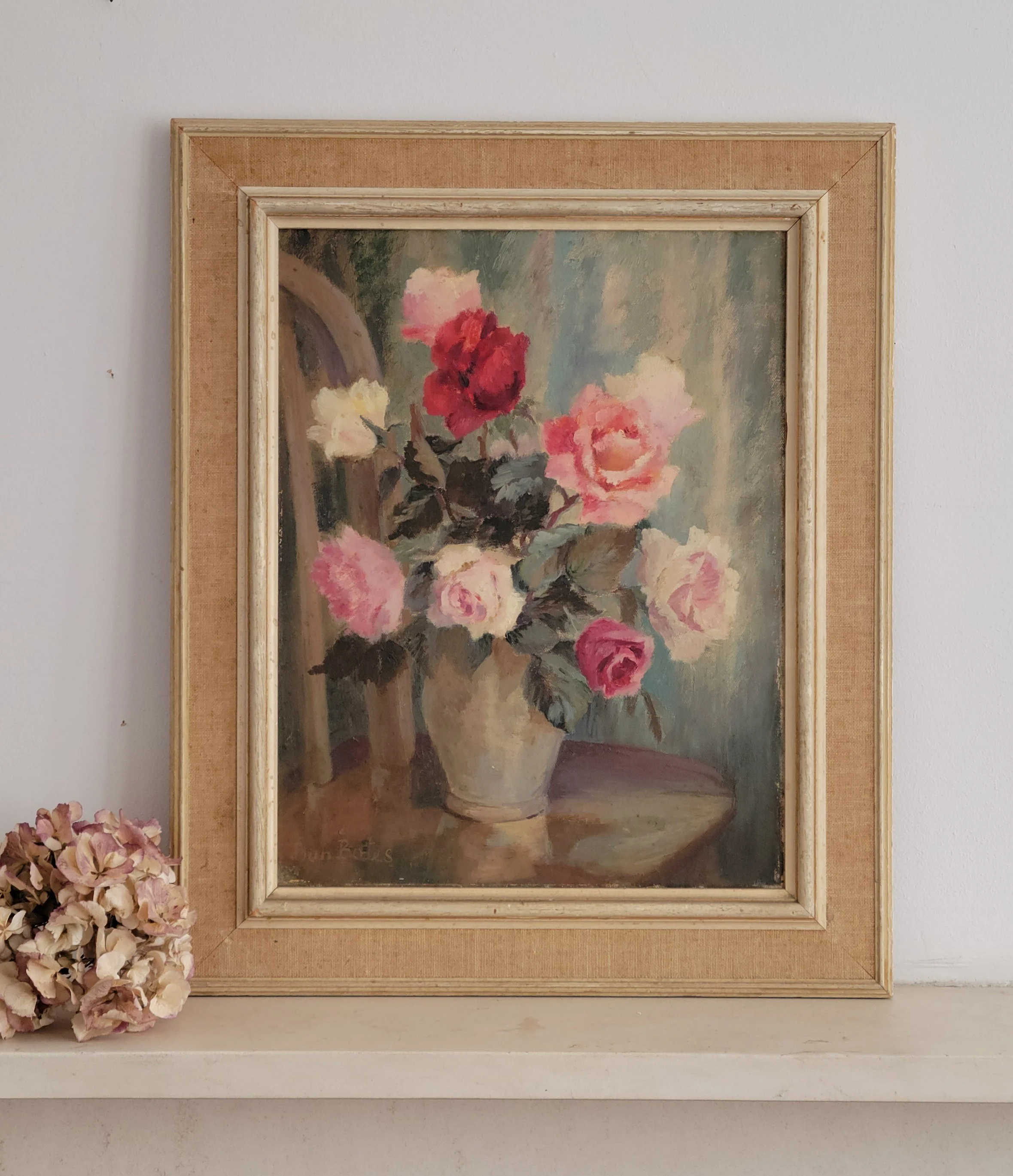 Roses in Bloom- Original Mid-Century Floral Still Life by Joan Elliot Bates(b1930)