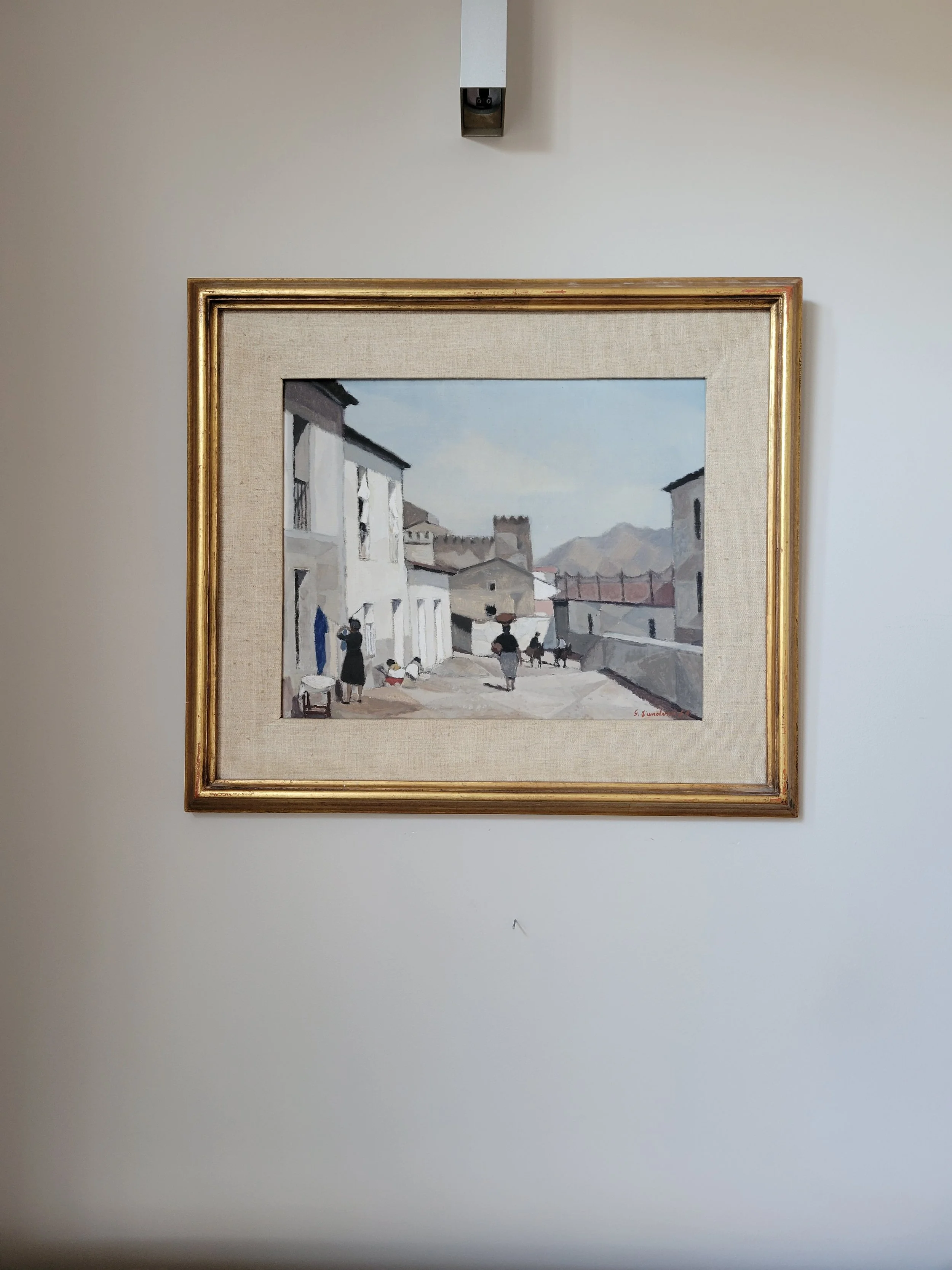 Caceres Village, Spain 1954 - Original Mid-Century landscape