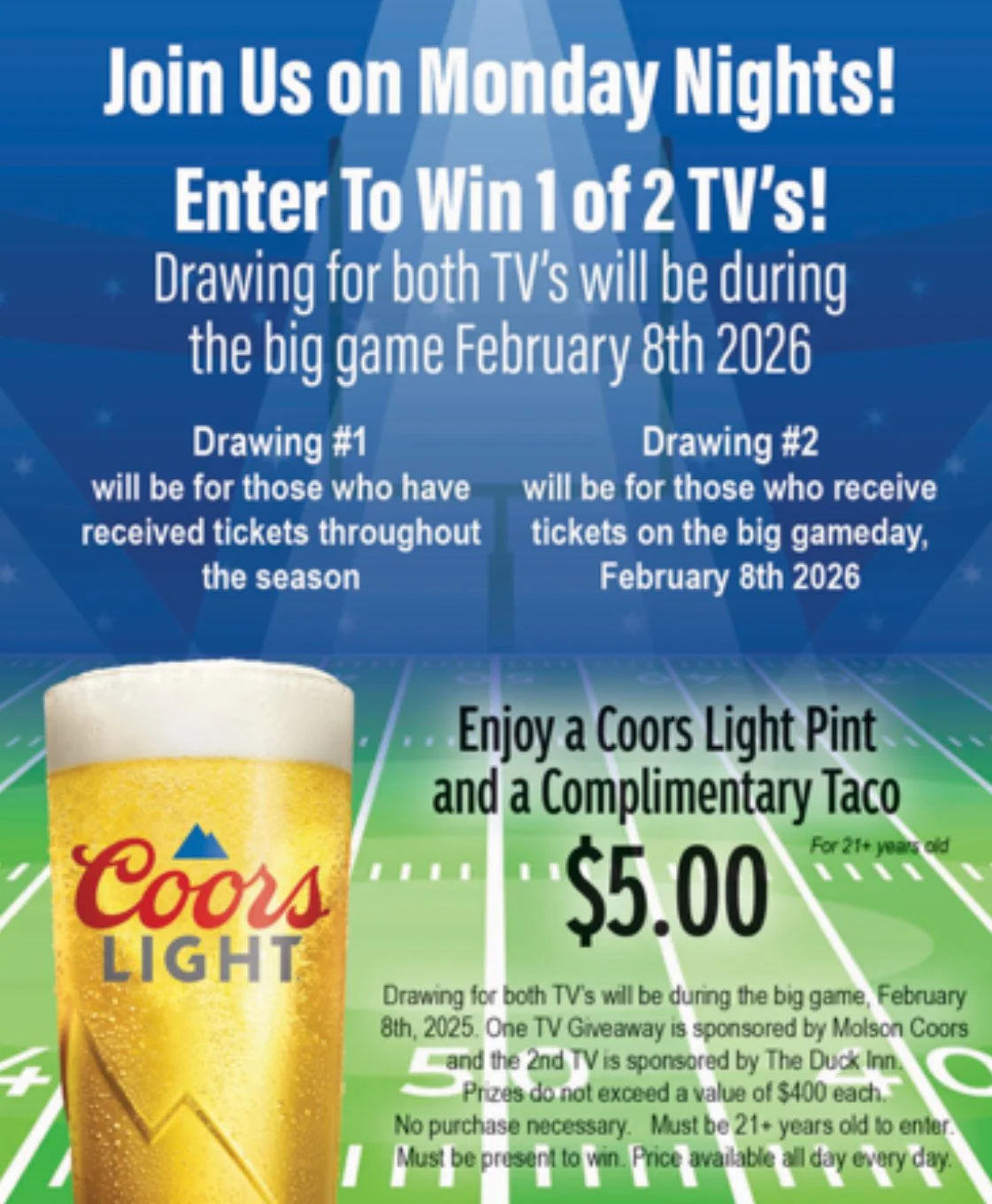 Monday Night Football + Taco Bar @ The Duck