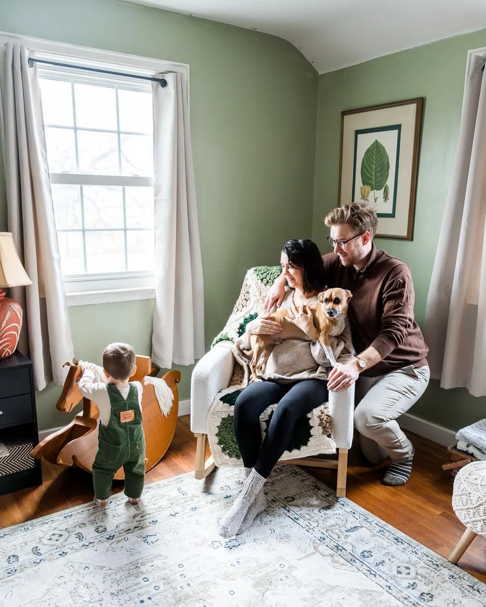 Capturing this maternity session in the warmth of Sarah and Dave's home was a first for me and it brought such a cozy vibe to the photos. There&rsquo;s something special about celebrating this moment in a familiar space that will allow them to cheris