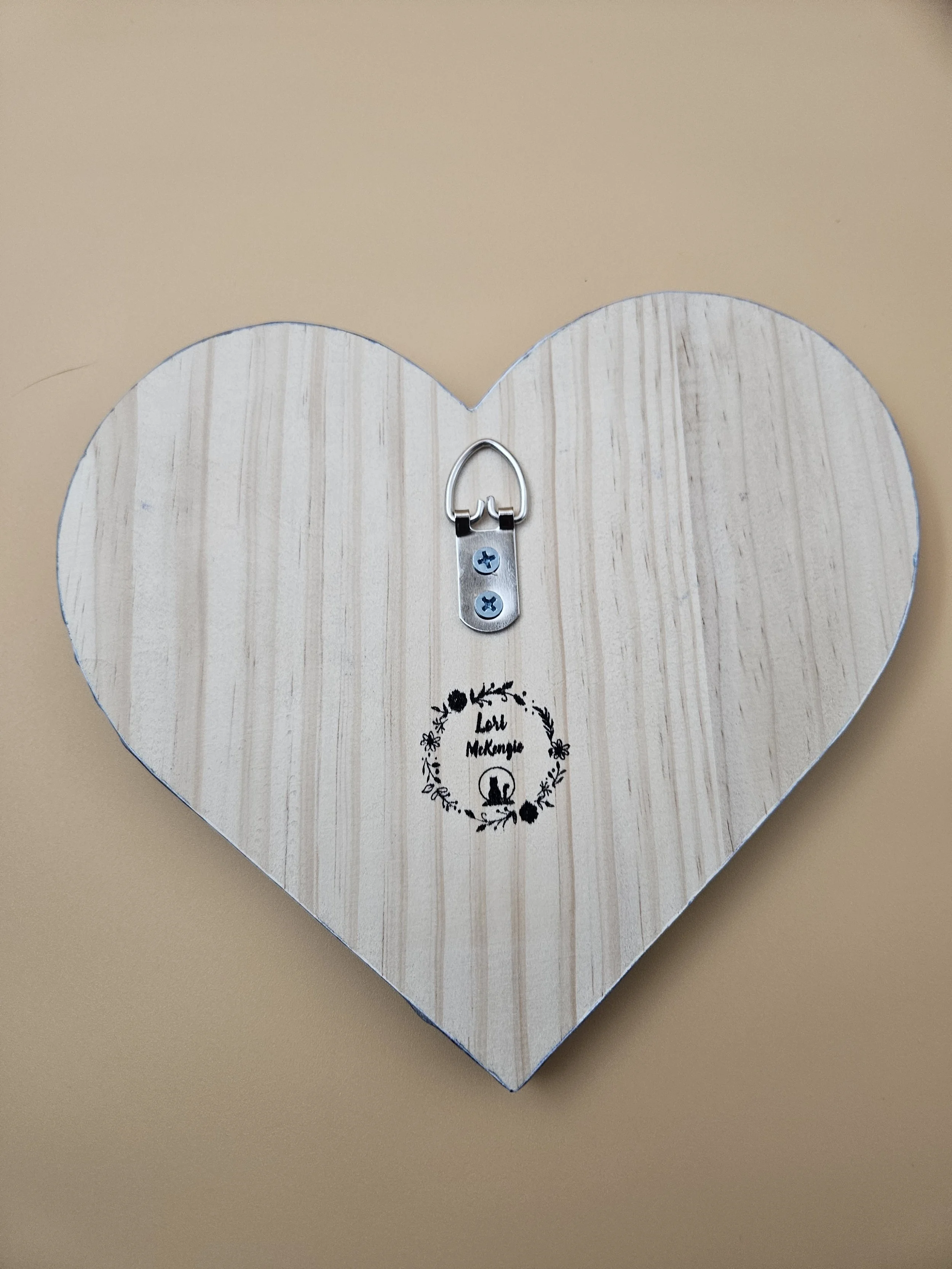 Artful Sisters-Beautiful hand painted wooden heart done in reds, pinks, white and a touch of black for definition