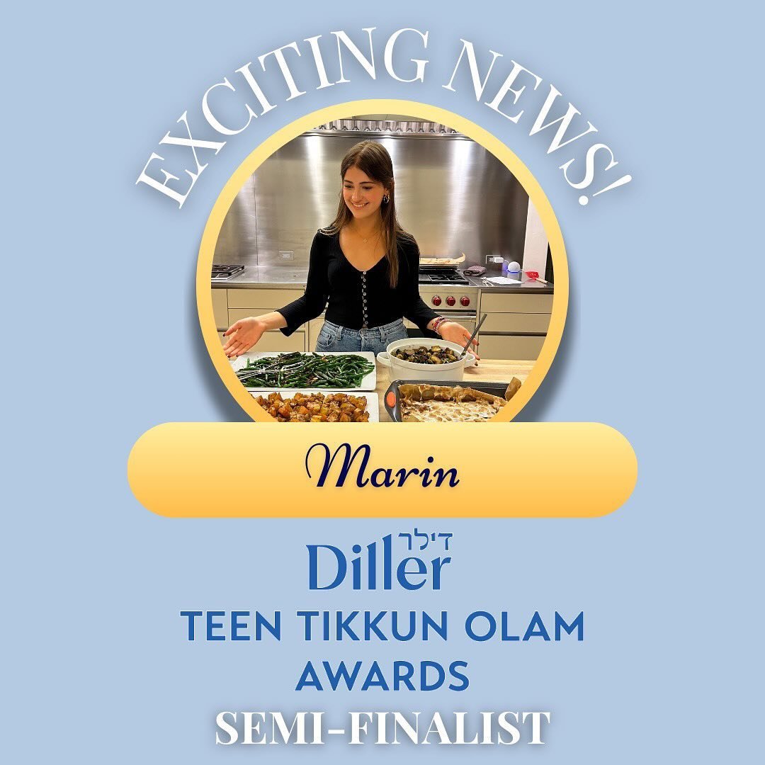 EXCITING ANNOUNCEMENT!!!!

🏅Marin, our very own founder of @our.seatatthetable has been announced as one of only a few semi-finalist for the Diller Teen Tikkun Olam Awards! 

🌎Marin has been recognized for her service and passion to repair the worl