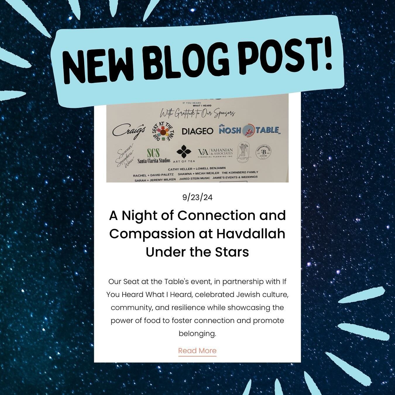 HAVE YOU READ OUR NEW BLOG POST?

Check out this sneak peek of our recent event with @ifyouheardwhatiheard then visit the link in our bio to read the full article!

✨ Havdallah Under the Stars was an unforgettable evening filled with delicious food, 