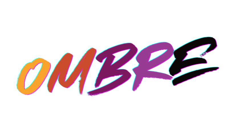 Colorful stylized text spelling 'OMBRE' with a vibrant, neon aesthetic.