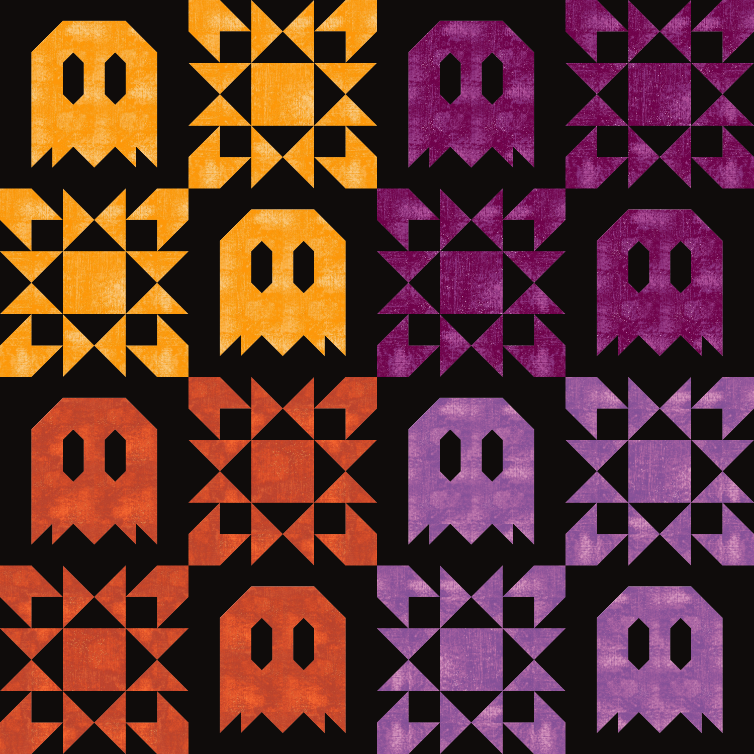 Night Folly Ombre~ Ghostly Union Stars~ THROW Quilt Kit