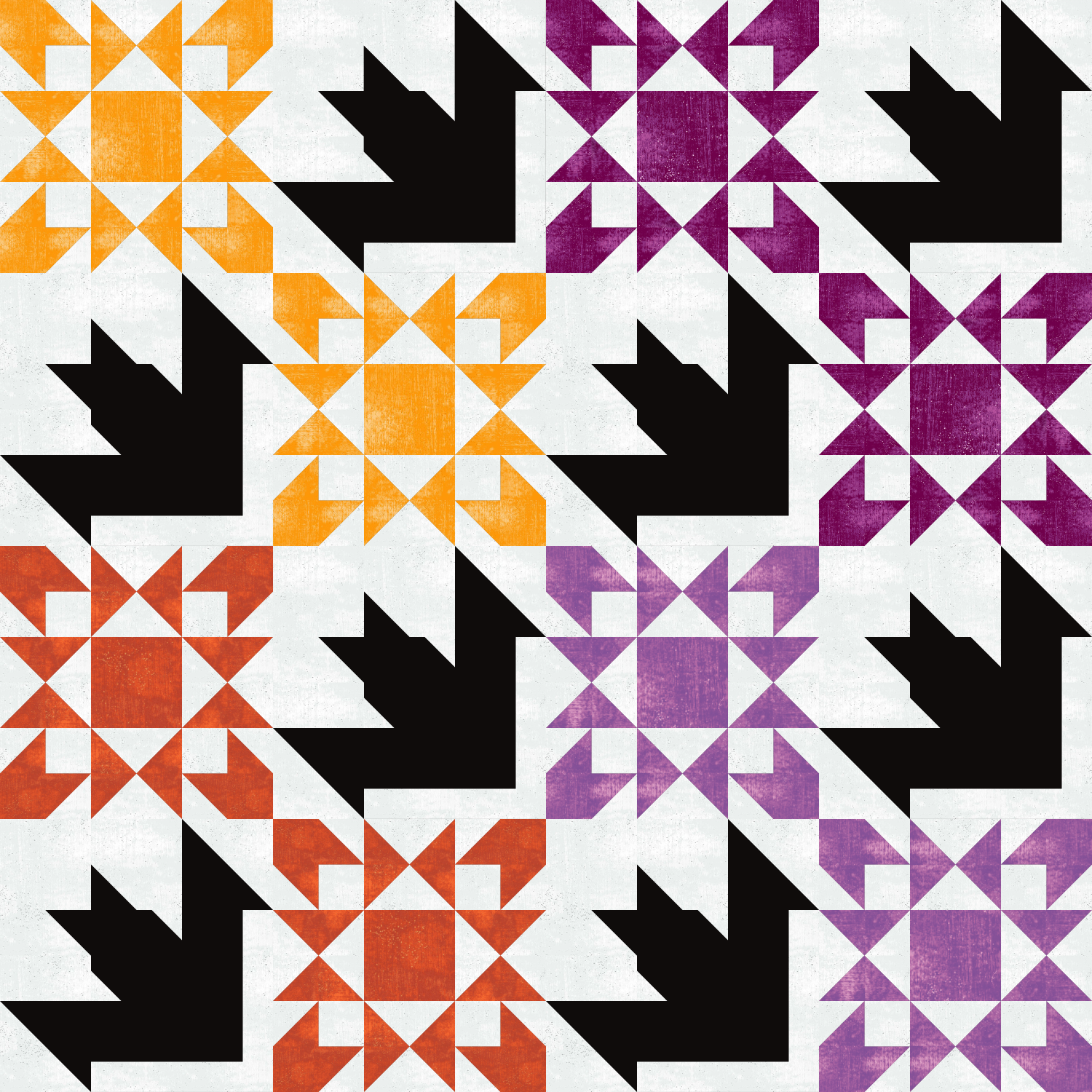 Night Folly Ombre~ Batty Union Stars~ THROW Quilt Kit