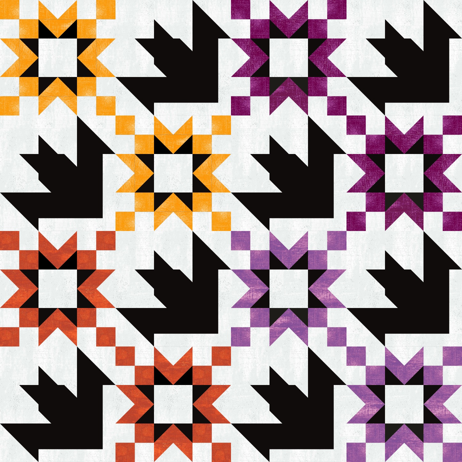 Night Folly Ombre~ Batty Arrowhead Stars~ THROW Quilt Kit