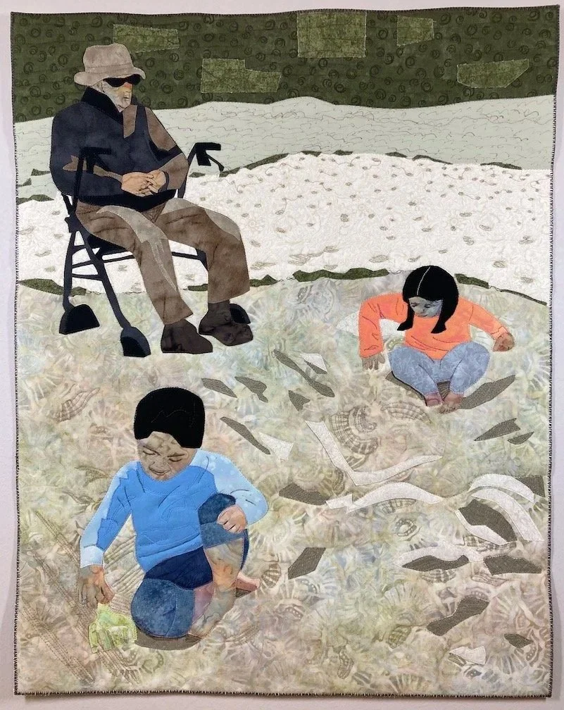 At the Beach With Greatgrandpa (left), 27 X 21.5, NFS