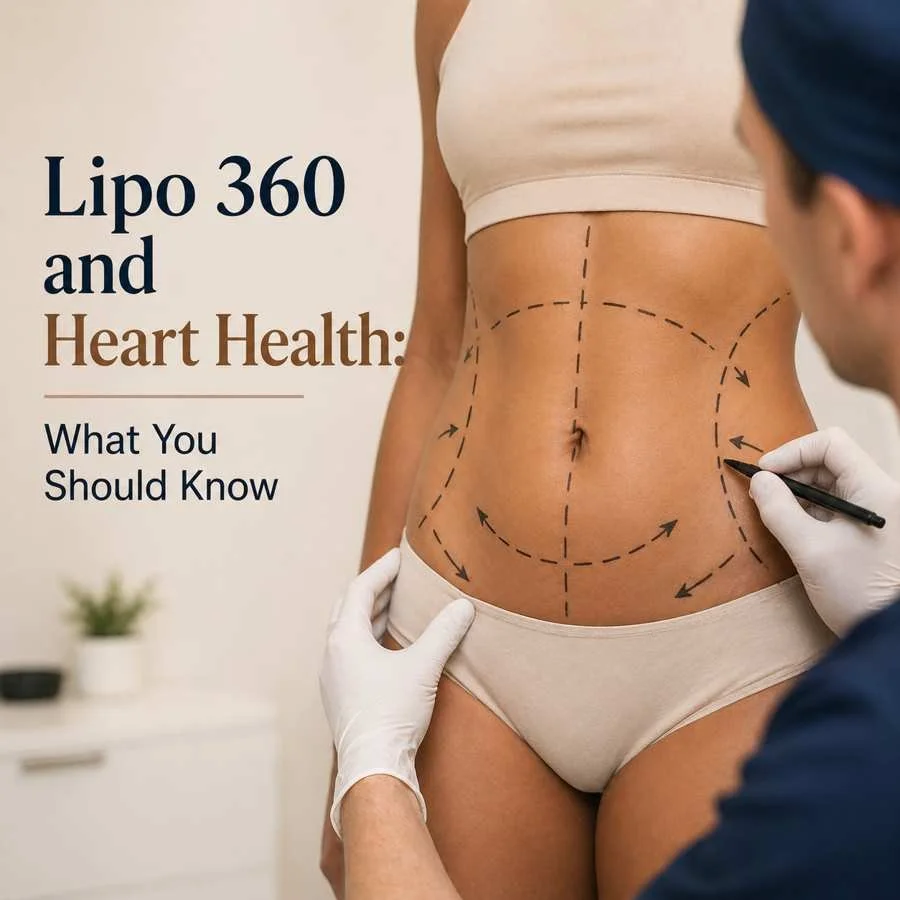Lipo 360 consultation with surgeon marking abdomen and flanks to plan body contouring procedure for midsection fat removal
