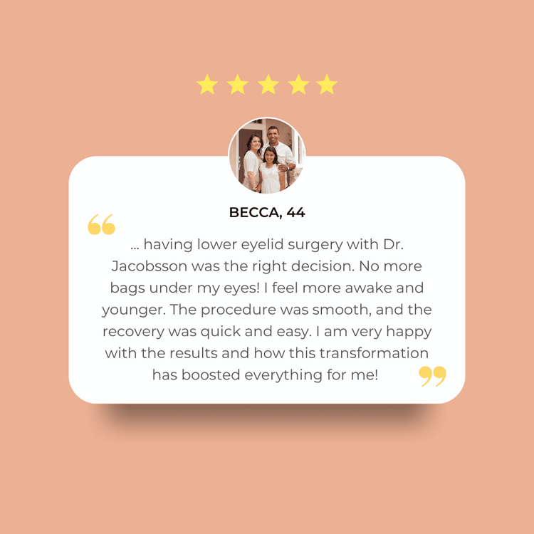 Lower blepharoplasty patient review for Adonis Plastic Surgery in Torrance