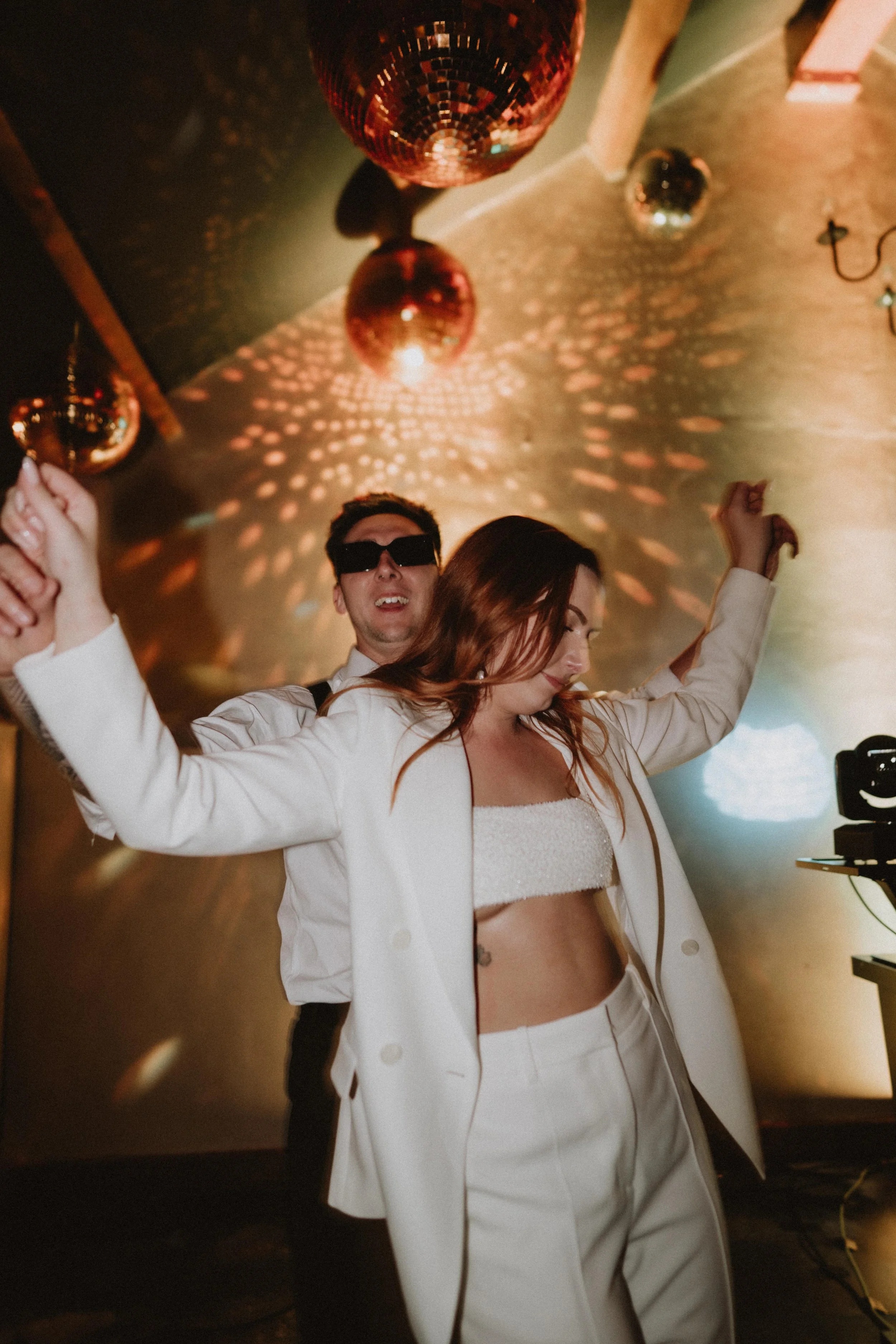 Bride and groom on the dancefloor dancing Dewsall Court