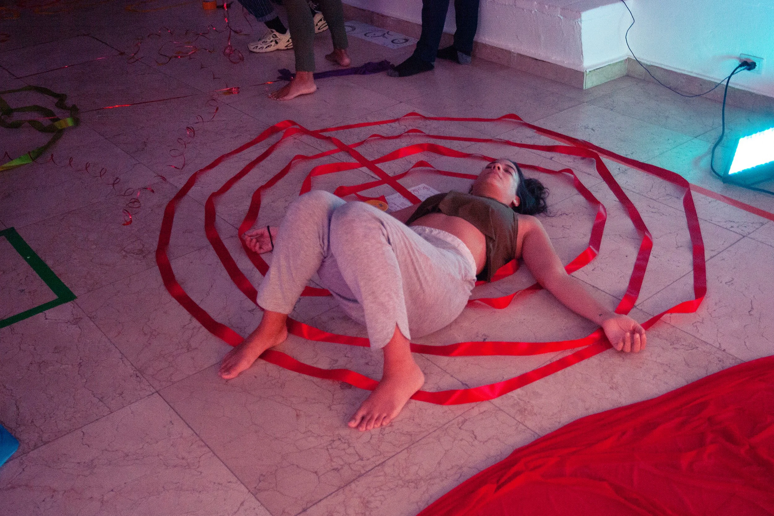 Material and movement experiments from spatial storyboards. Photo credit: Mariu Santana
