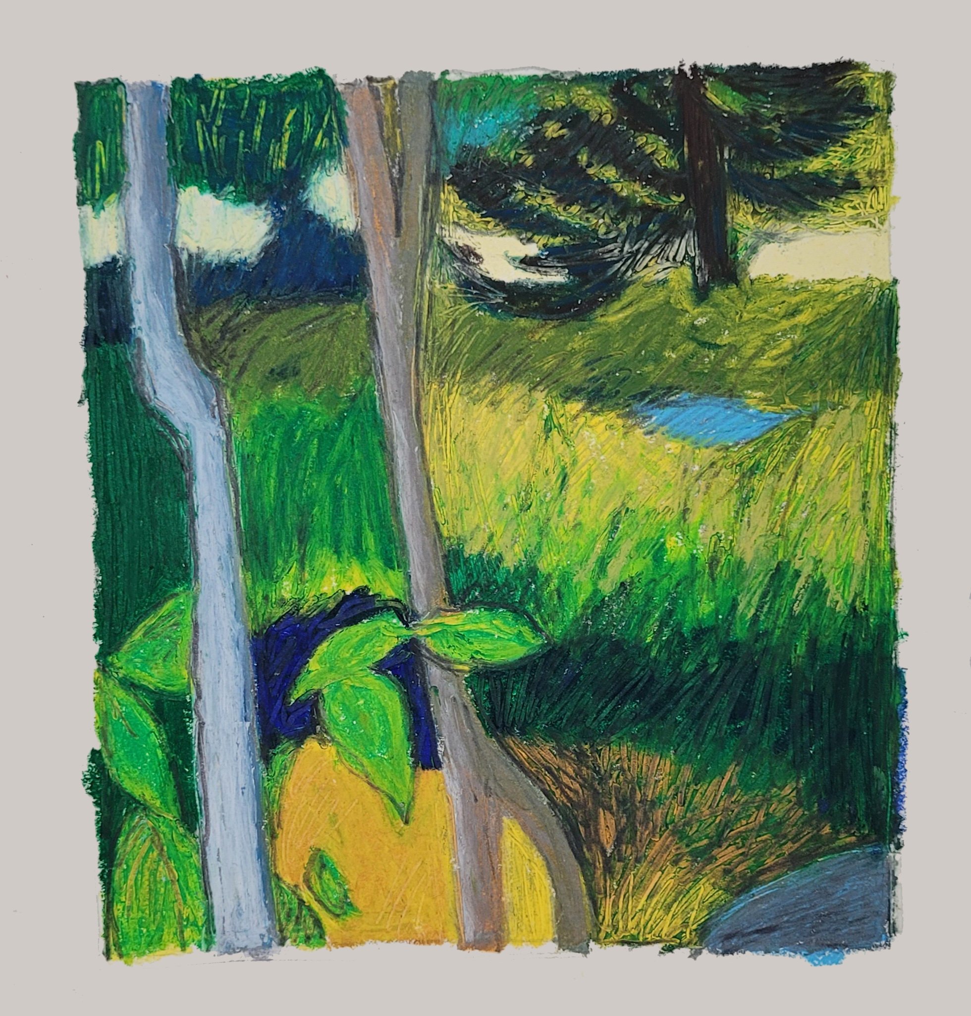 Field, Date, oil pastel and pencil on paper, 6 in. x 4.5 in.