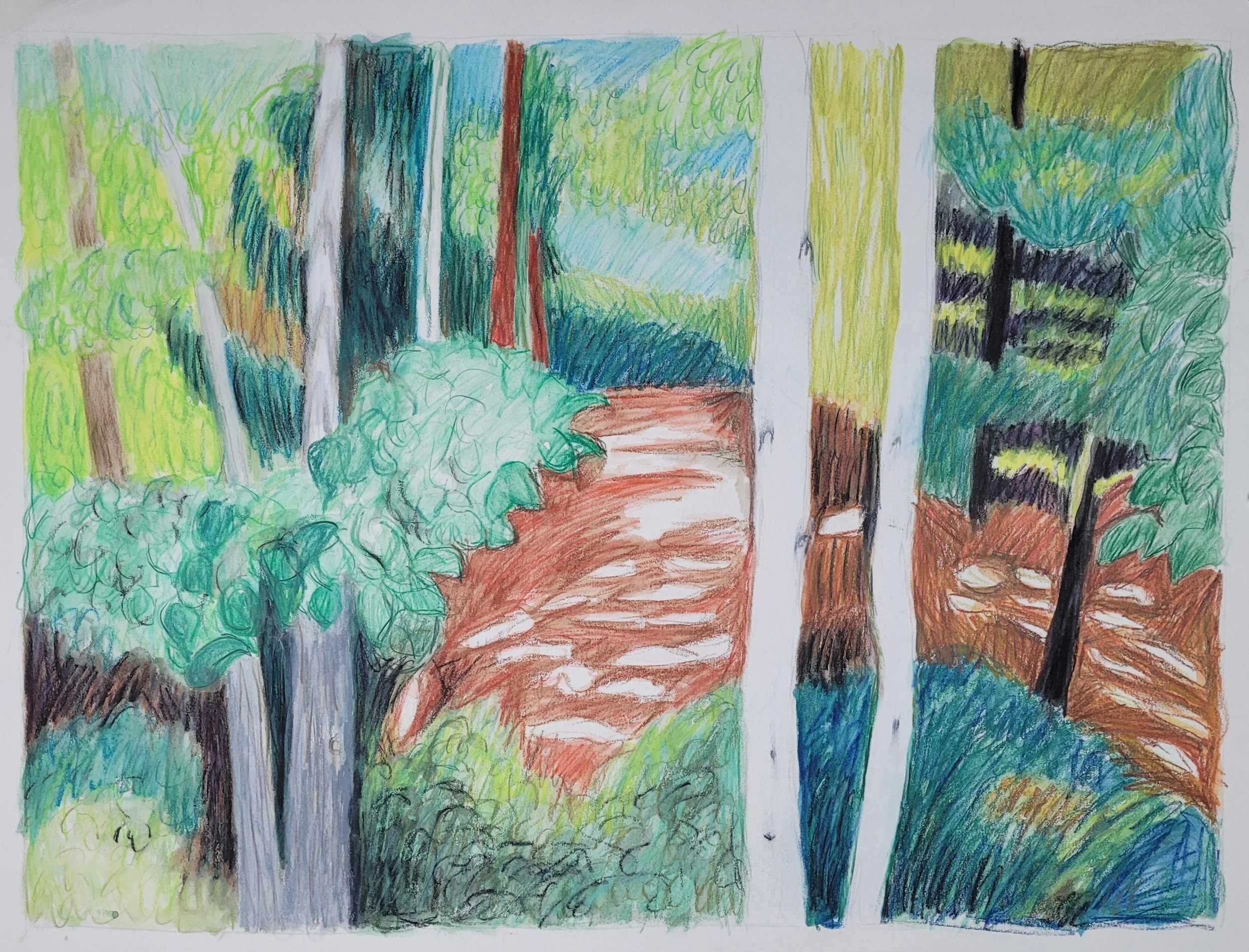 In the Forest, 2014 , watercolor pencils on paper,  34 in. x  22 in.