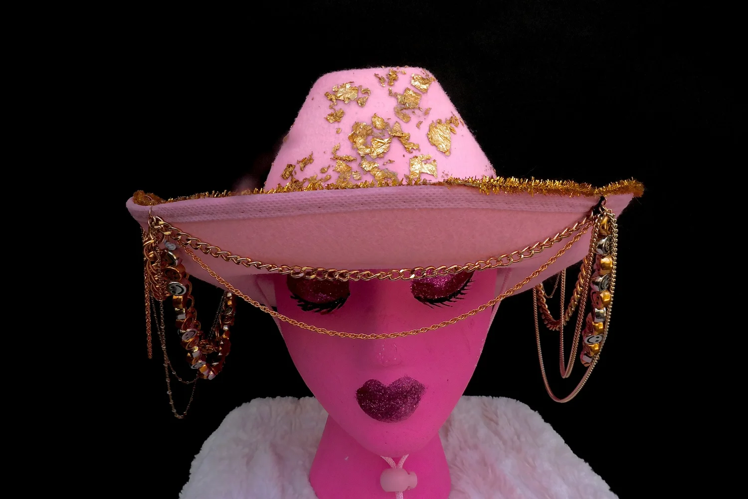 Pink Gold Leaf Cowgirl Hat Pink Gold Leaf Cowgirl Hat — Camp Wonderland | Handcrafting  main image 2