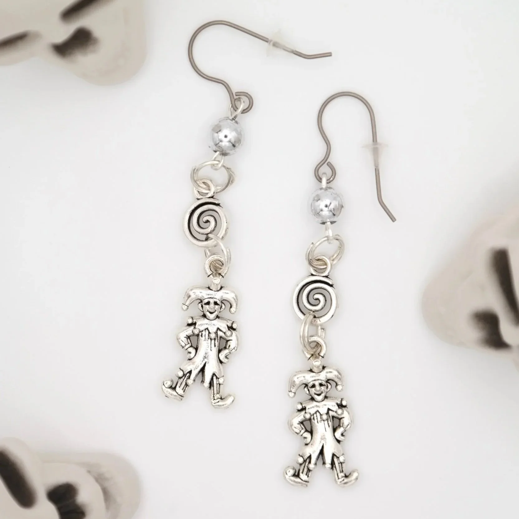 Silly Jesters Silver Earrings