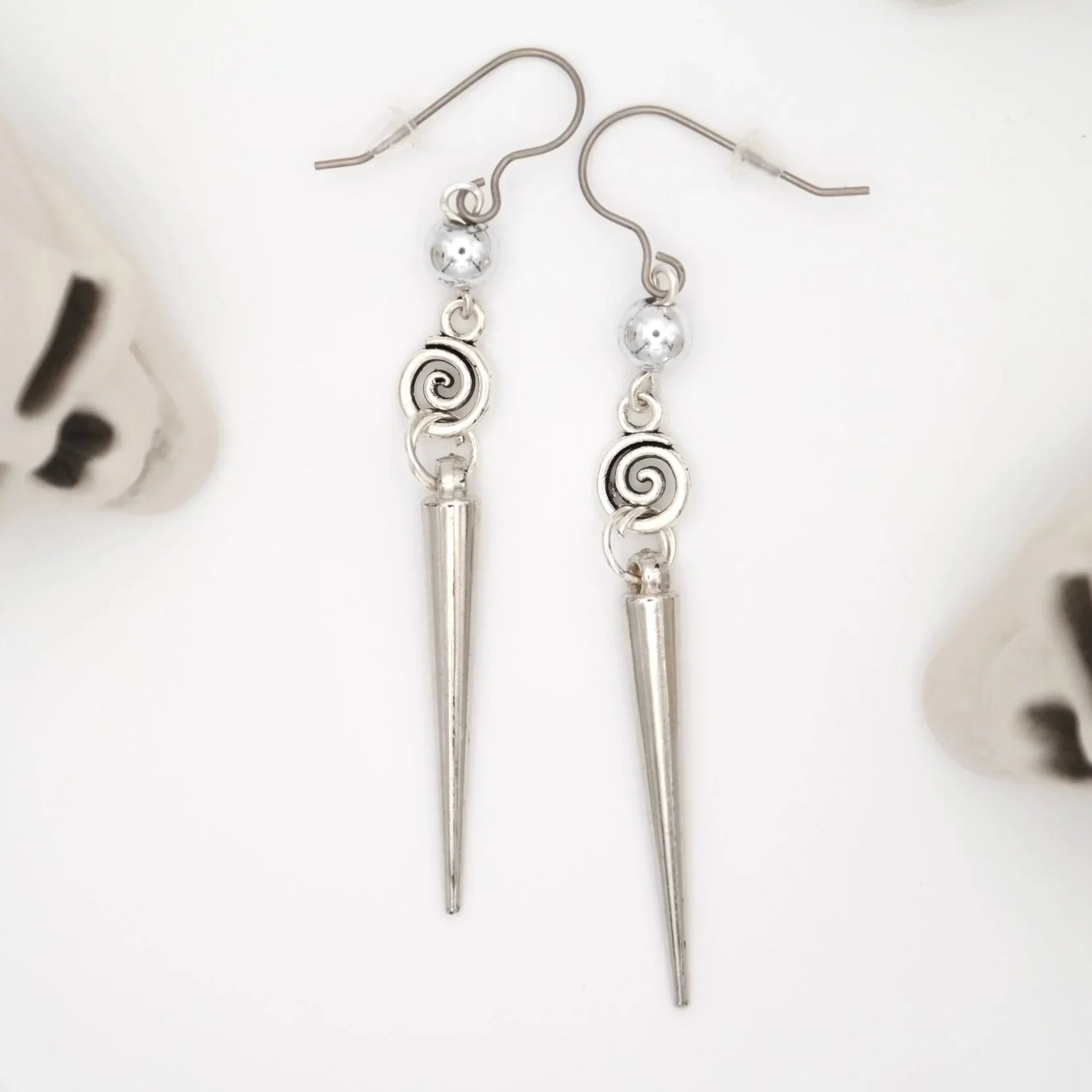 Swirls & Spikes Silver Earrings