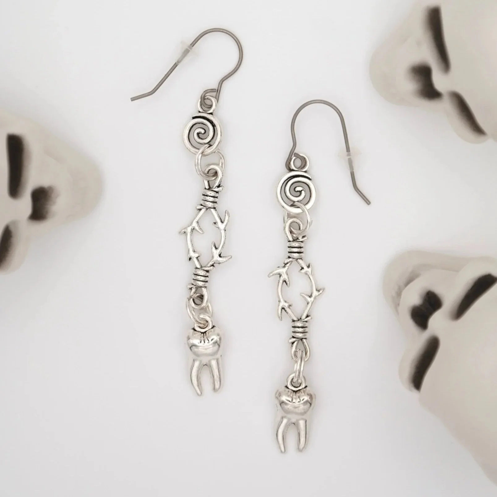 Dark Tooth Fairy Silver Earrings