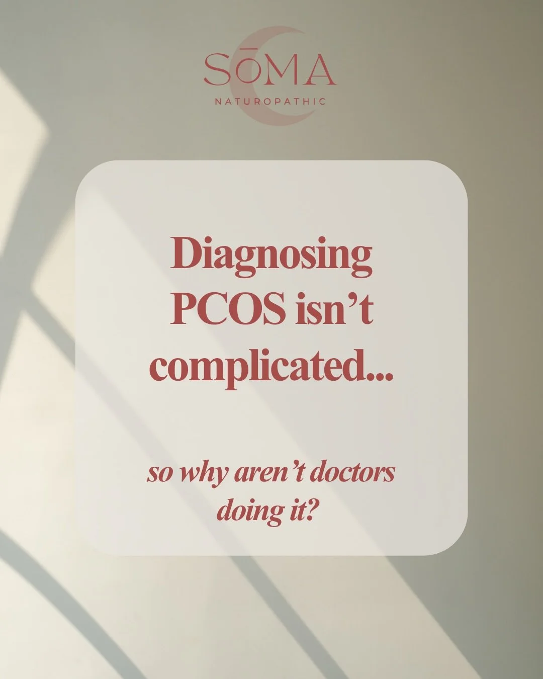 &ldquo;Not much we can do about it right now, come back when you are trying to get pregnant&rdquo; 
God forbid a women tries to understand her body and symptoms better ☹️

PCOS isn&rsquo;t a complicated diagnosis, yet I&rsquo;m seeing women every wee