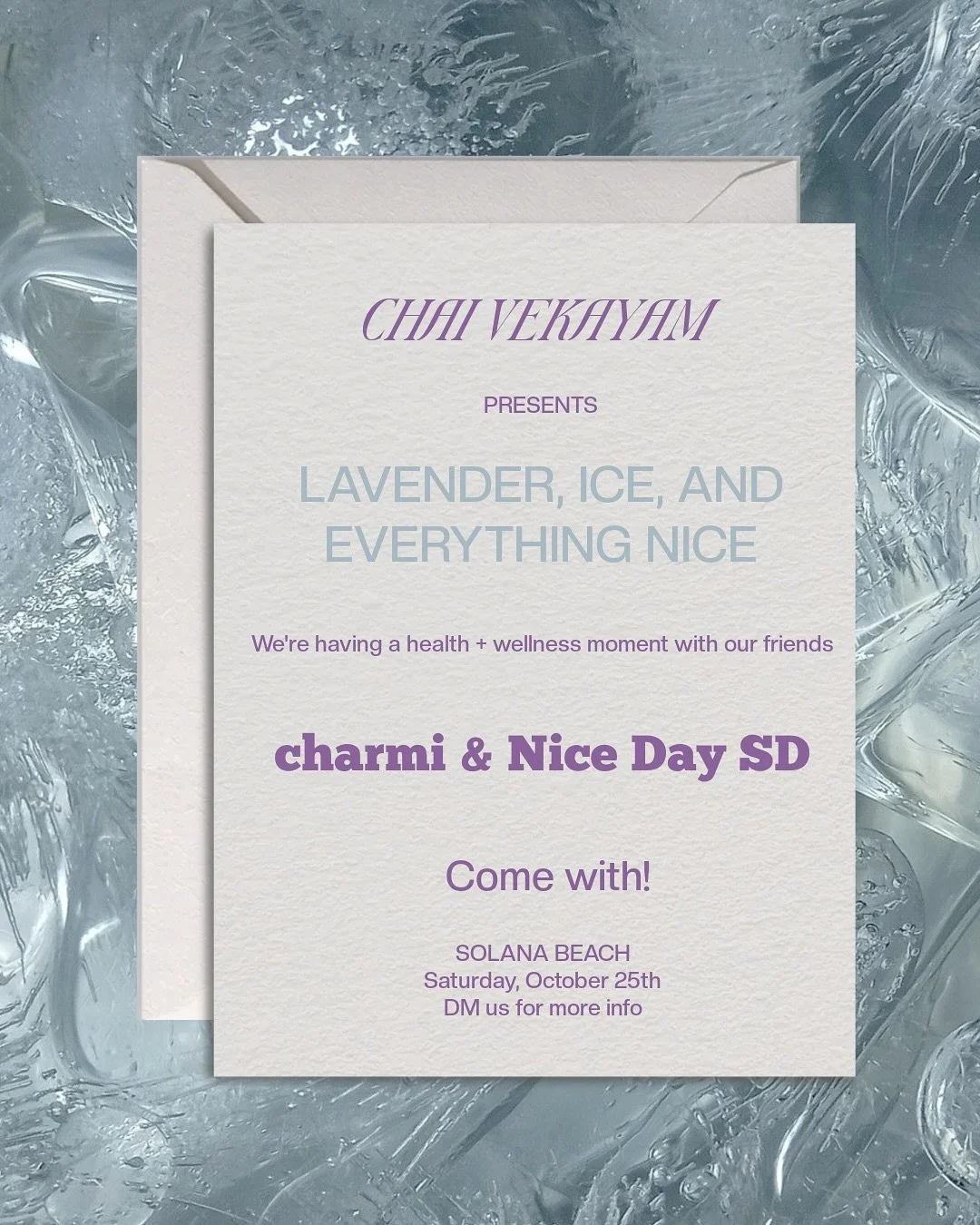 Join us for a health + wellness experience celebrating the launch of Chai Vekayam's new private label sweats.

We'll start with a grounding Pilates class, then refuel with protein balls from @nicedaysd, create something personal at the custom charm b