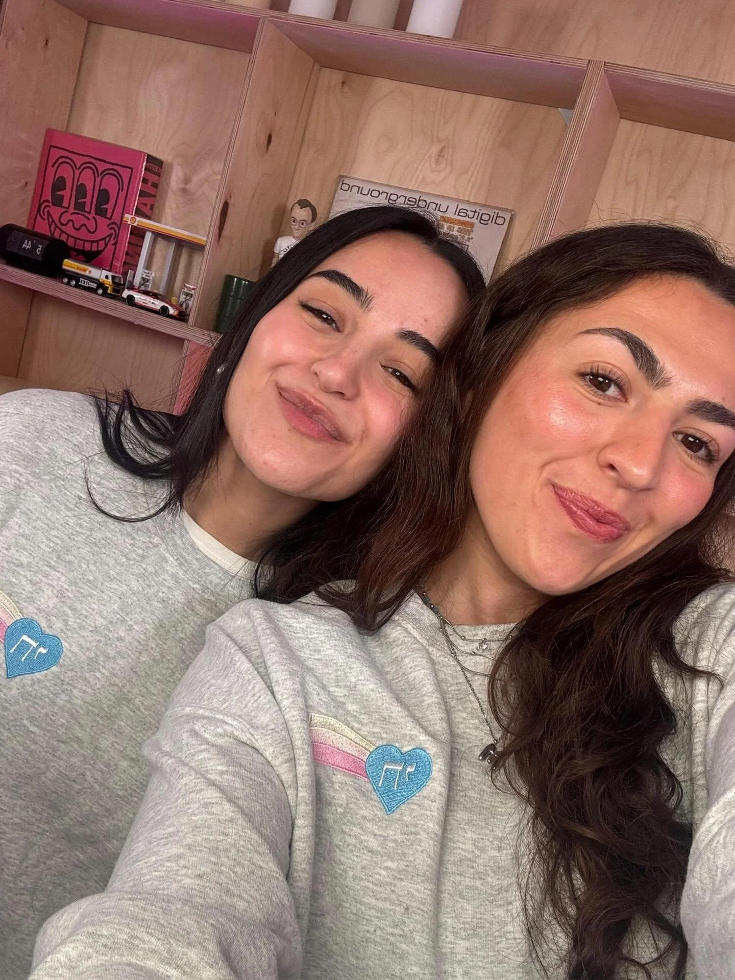 Our @casa26bh collab sweater on @talking.unfiltered 🩷🩵