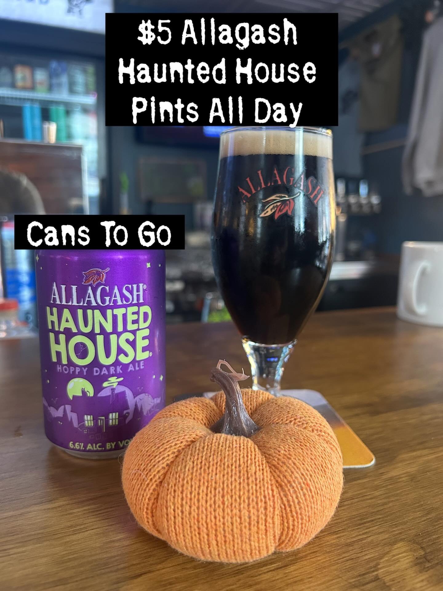 Happy Halloween! Swing by for $5 pints of @allagashbrewing's Haunted House. Cans available to go!
