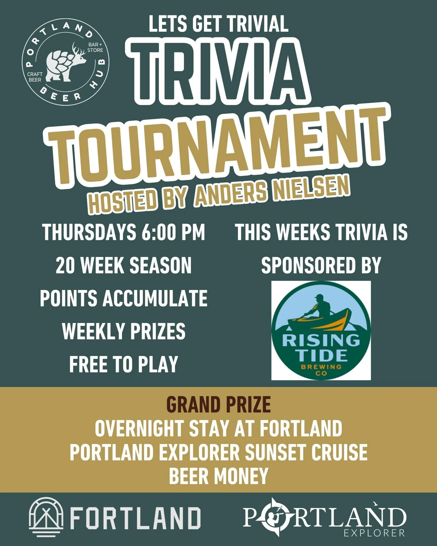 It&rsquo;s Wednesday&hellip; you know what that means. Trivia tomorrow. 🧠🍻

Join us Thursday at 6:00 PM for our Trivia Tournament hosted by Anders Nielsen. Points accumulate all season, weekly prizes are on the line, and the grand prize includes an