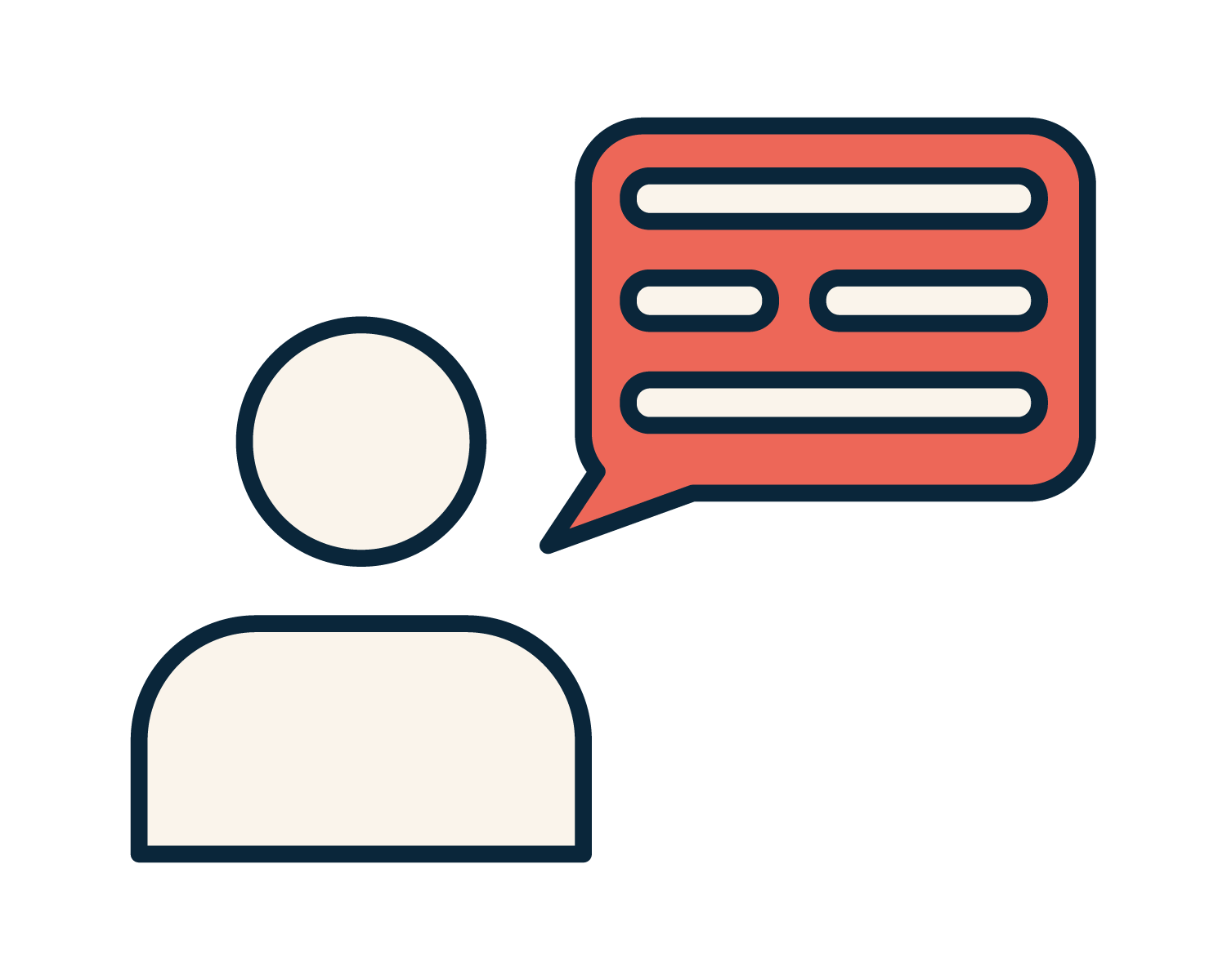 Person giving feedback in speech bubble icon