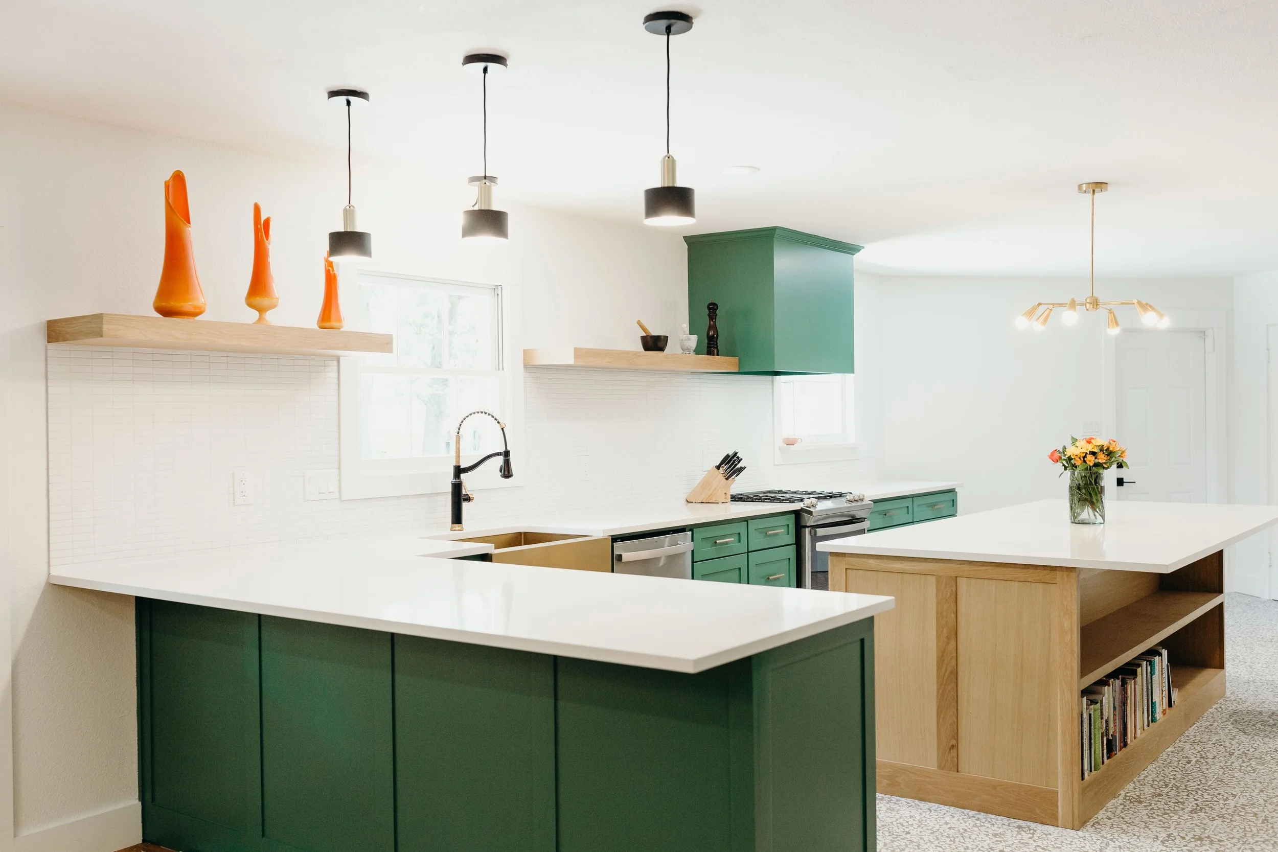 Elegant Kitchen design with bookself Island