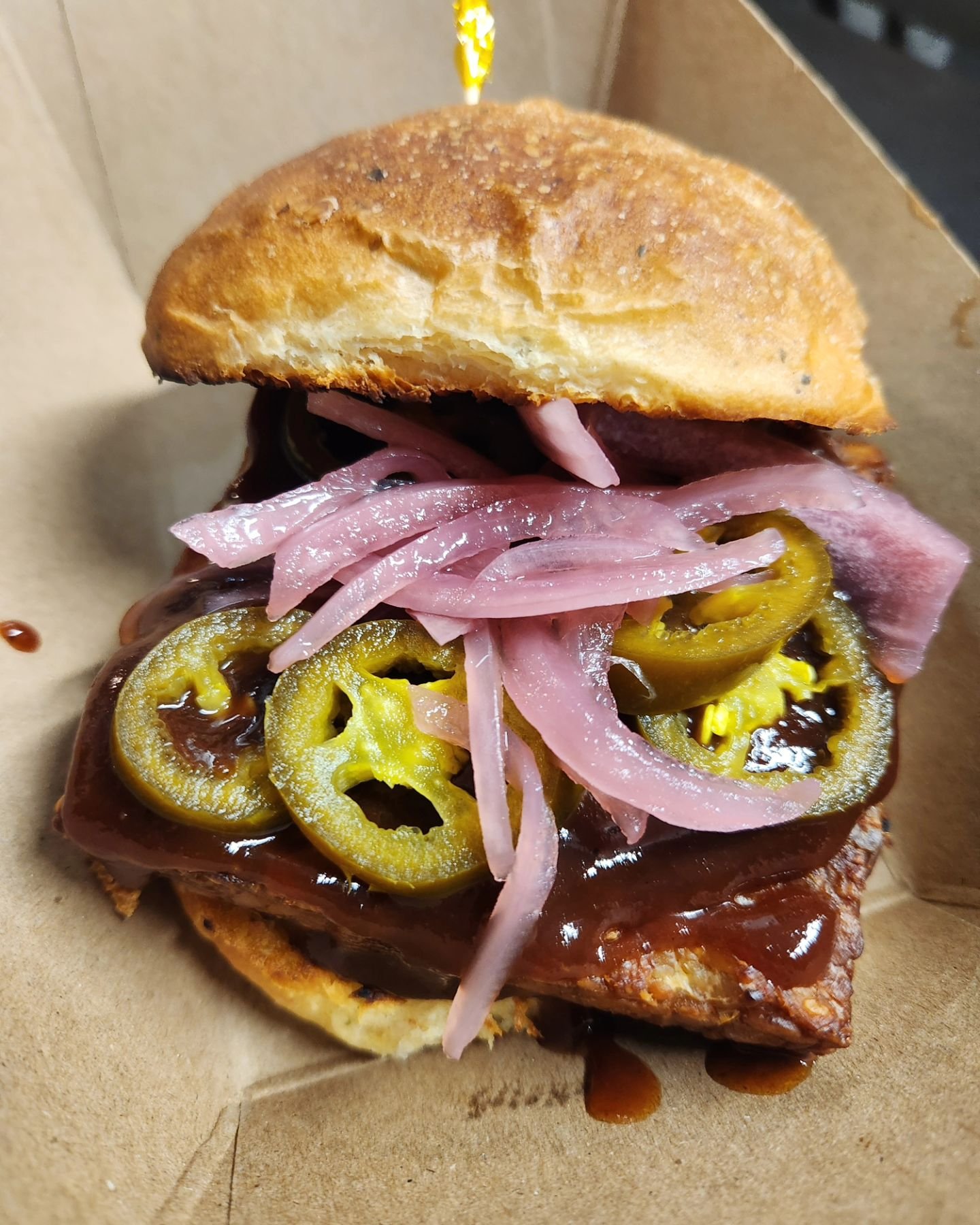 Our fully Vegan Barbecue Sandwich is so good you don't have to be vegan to eat it! Or you could go full carnivore for our Bobs Burger. Either way, you're having a good time!

We'll be at Purpose Brewing tonight, May 7th, from 5:30-8:30!