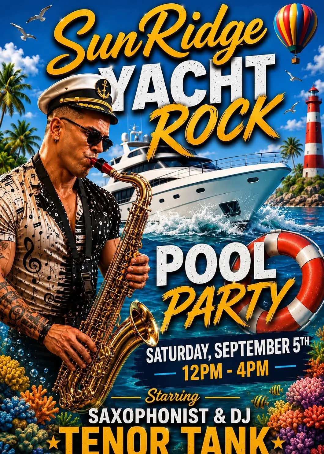 Tenor Tank Yacht Rock Party by Pool