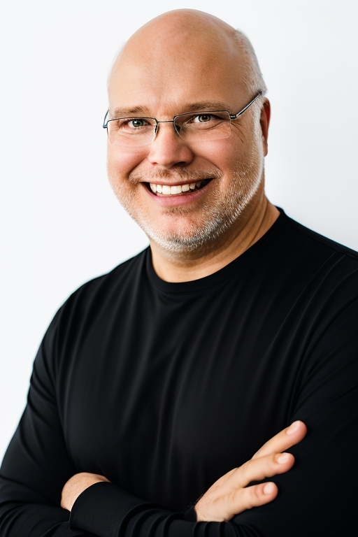 Bald, middle-aged man with a warm smile ready to coach your leadership.