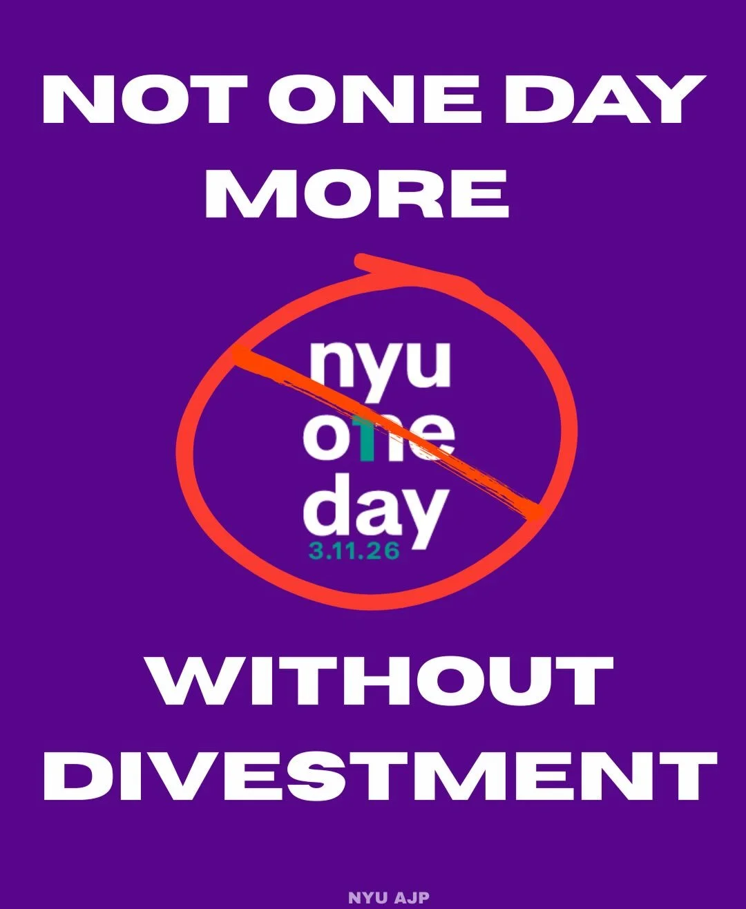 You may be receiving calls soon from NYU asking for donations for their &ldquo;One Day&rdquo; campaign and we&rsquo;re calling on alumni to let them know we will not be donating one cent more until NYU divests from genocide and shuts down NYU &ldquo;