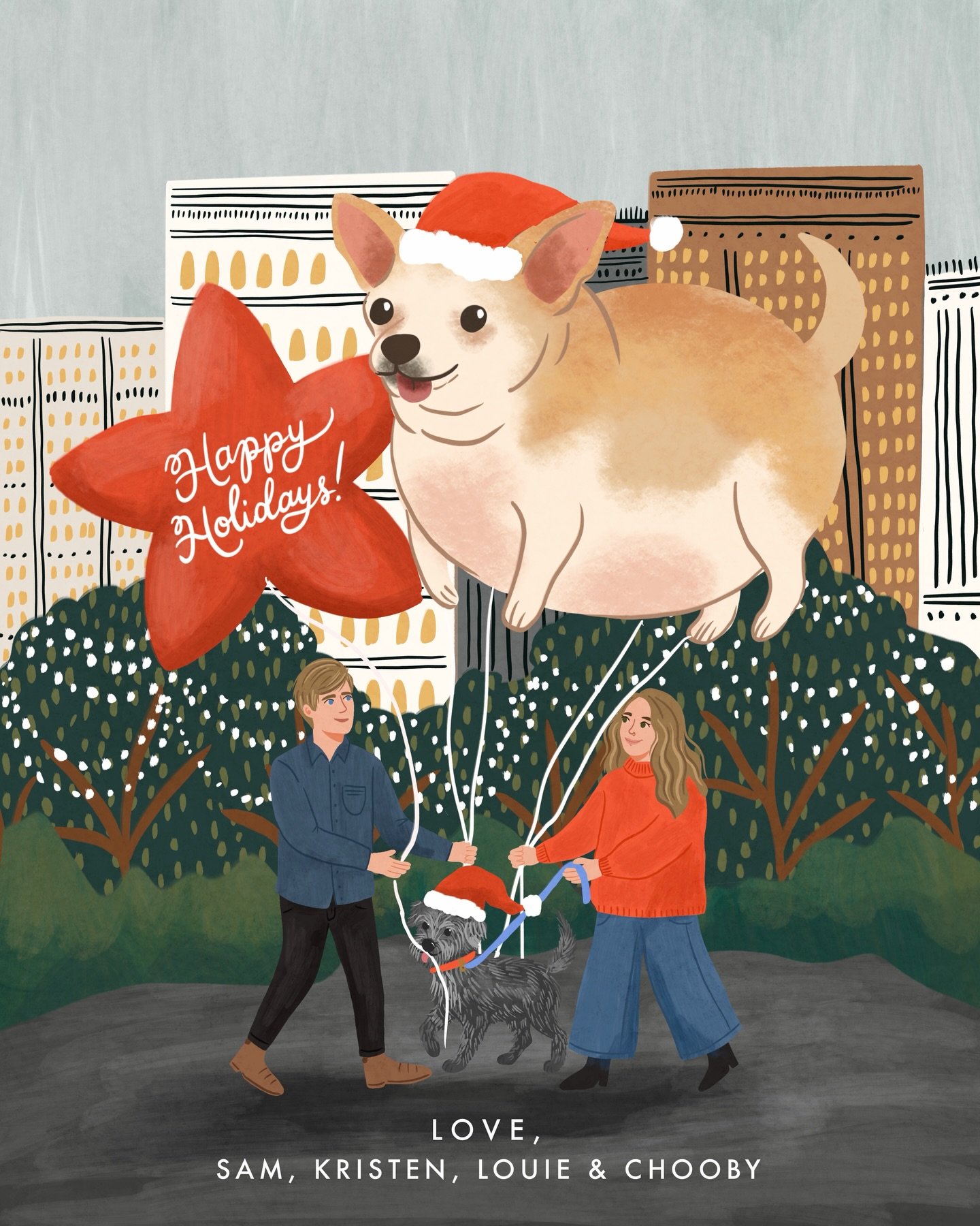My almost 17 year old chonky chihuahua floating through this holiday moment just felt right. Happy holidays from my crew to yours! I hope everyone has a cozy, gentle December. Sending everyone so much love this holiday season 🤍✨

#procreate #illustr