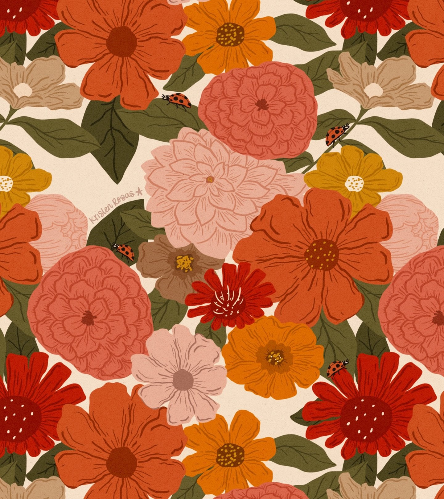 fall florals 🌼 and lil ladybugs 🐞 

#artlicensing #surfacepatterndesigner #surfacepatterndesign #surfacepatterncommunity #fall #autumn #procreate #procreatebrushes