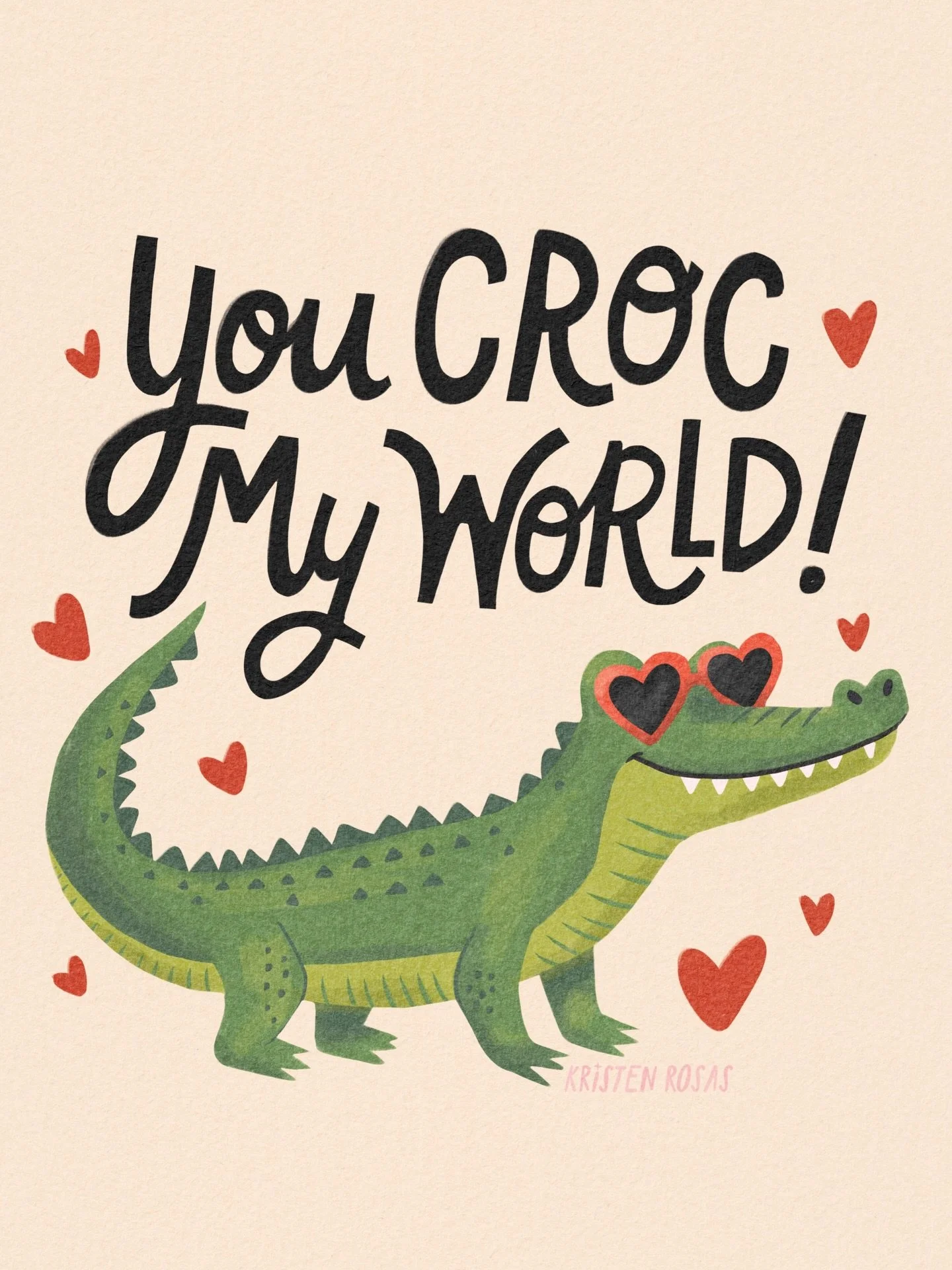 🐊 ❤️ 🕶️ 
Working my way through some Valentine&rsquo;s Day art!
Creating through a lot of grief and anger feels a little weird right now ❤️&zwj;🩹 I&rsquo;m just holding onto softness where I can 🤍
#illustration #illustrator #procreate art licensi