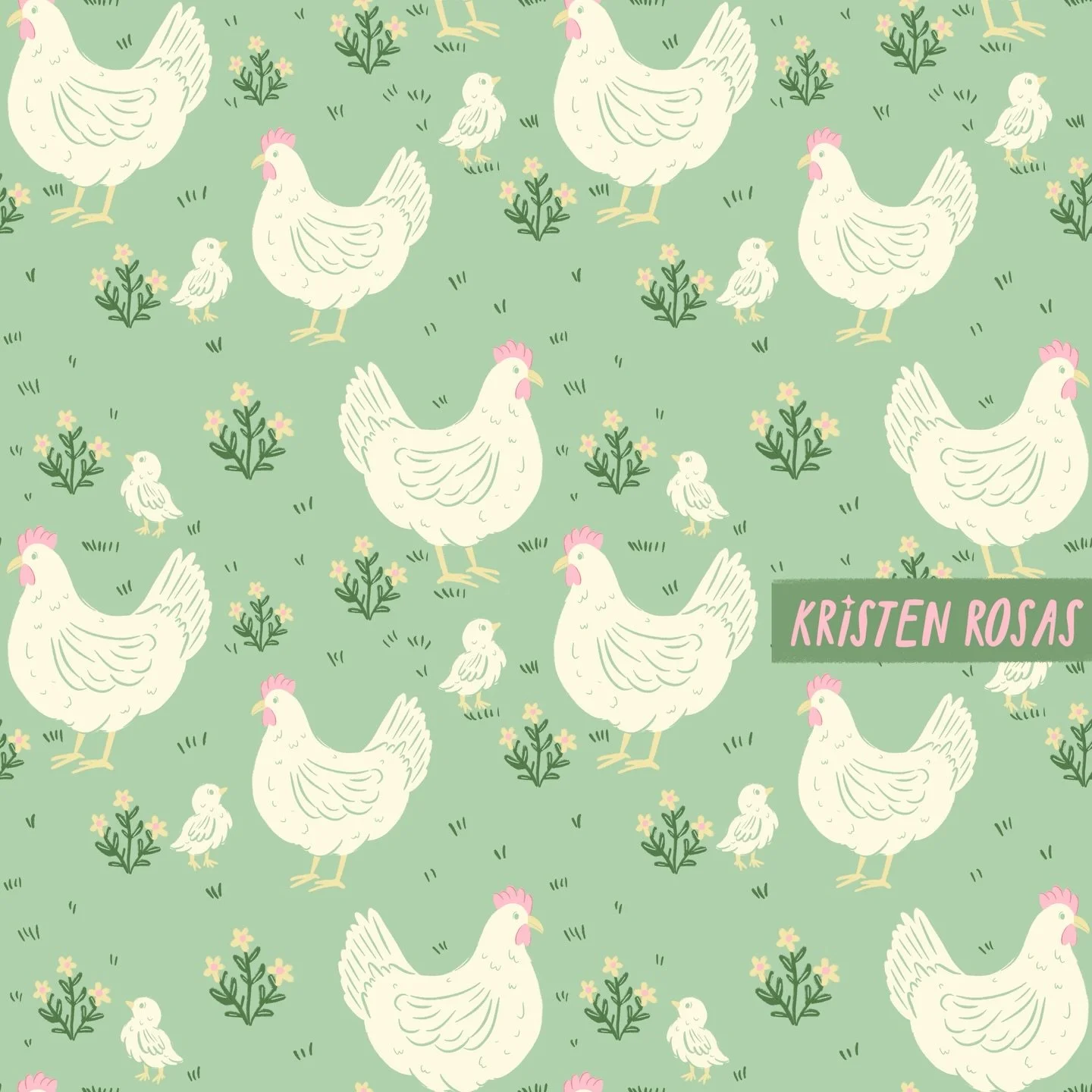 A sweet little spring repeat 🌼 ☀️ 🐓
Available for licensing via A Fresh Bunch!

Surface pattern design, art licensing, surface pattern designer, spring pattern,  chicken pattern, repeat pattern 

#procreate #procreateart #artlicensing