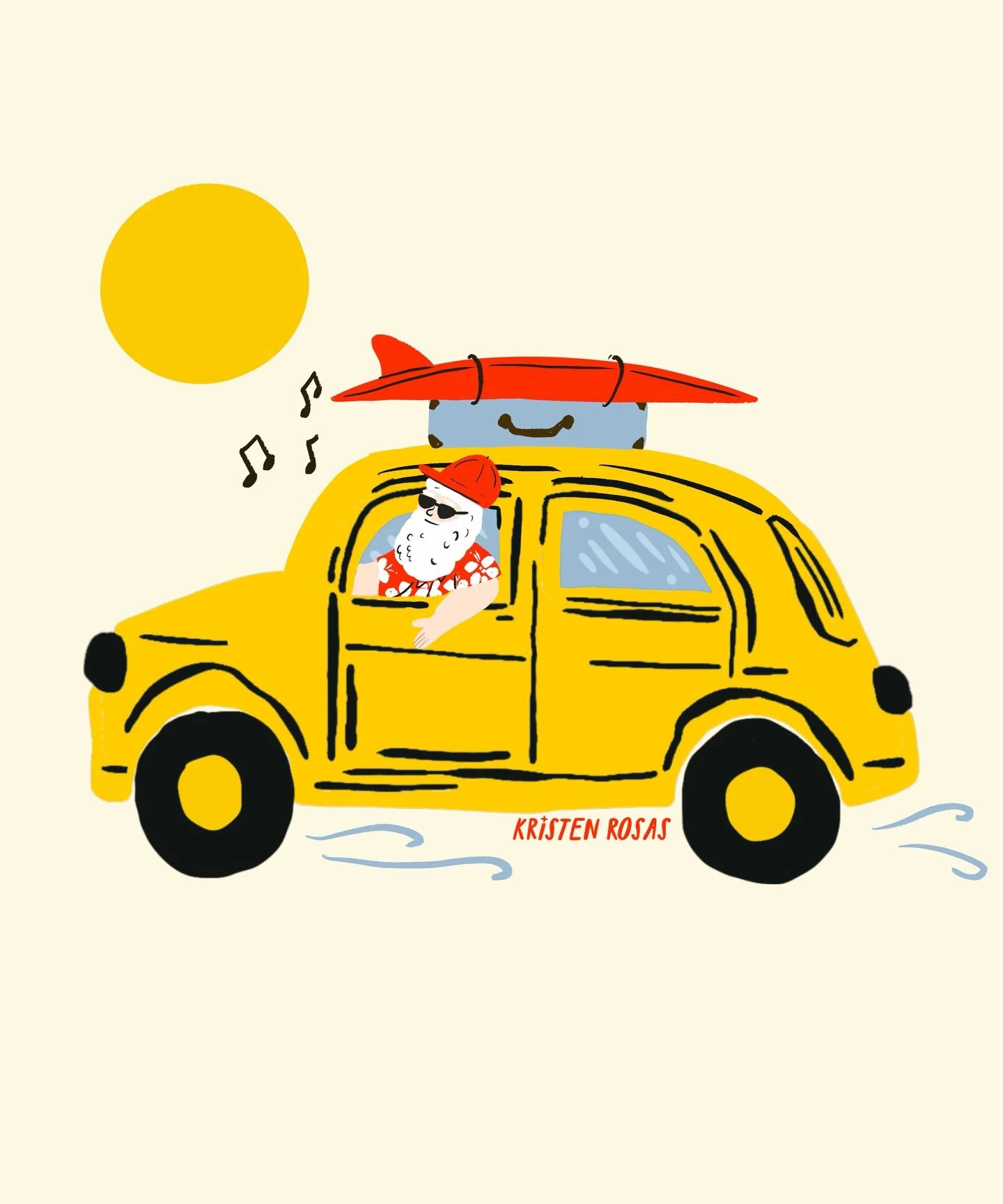 Santa definitely takes a vacation to the beach this time of year ☀️ 🌊 🦀 

Illustration, holiday, vacation, Santa Claus, Santa on vacation, surface design, illustrator, Christmas art, Christmas summer, summer vacation, spring break, art licensing, s