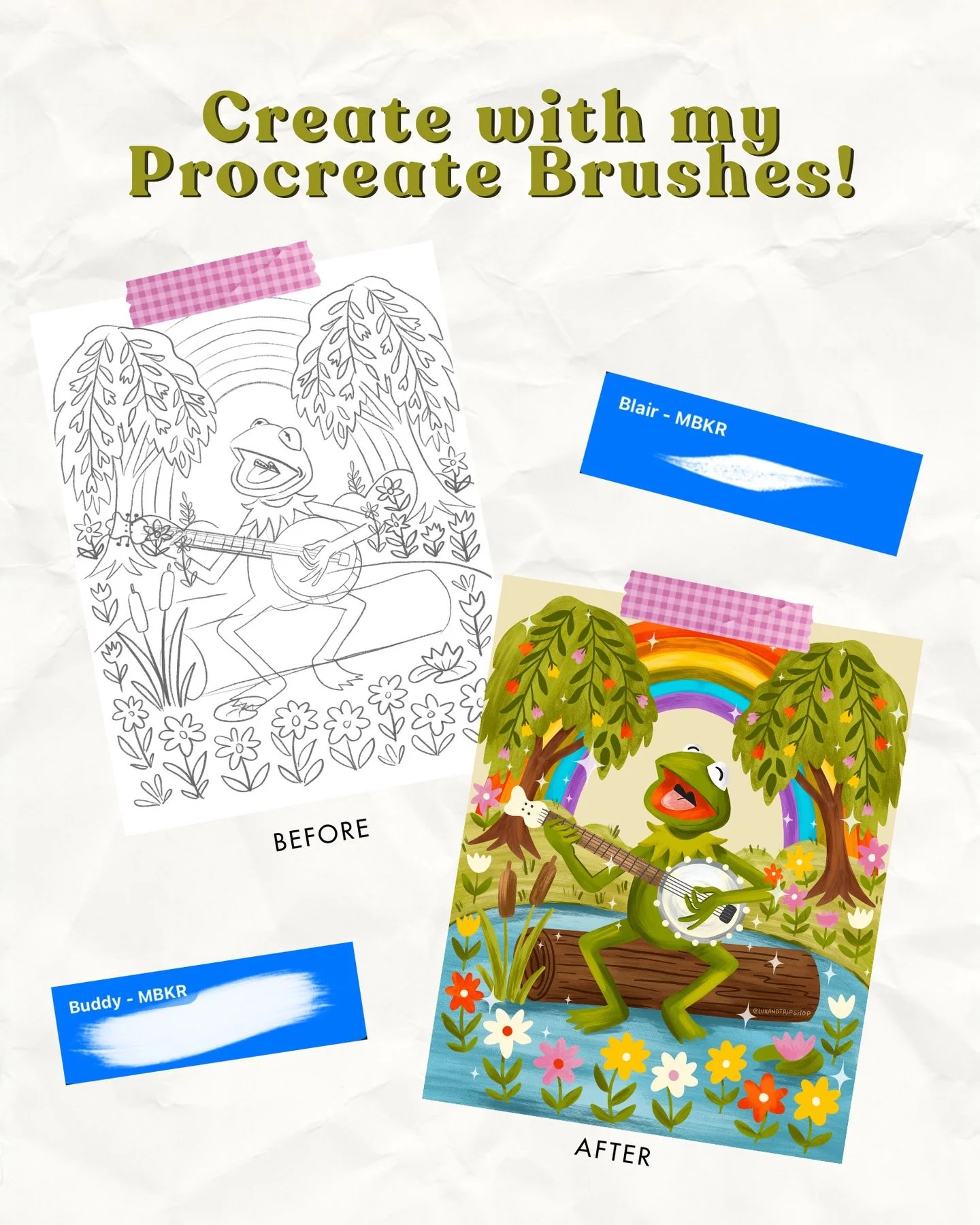 Did you know I make my own Procreate brushes?? ✨ Every piece of art you see on my page is created using brushes I designed myself! From loose little sketches to final details they&rsquo;re a huge part of my process!! You can grab them all in my s h o