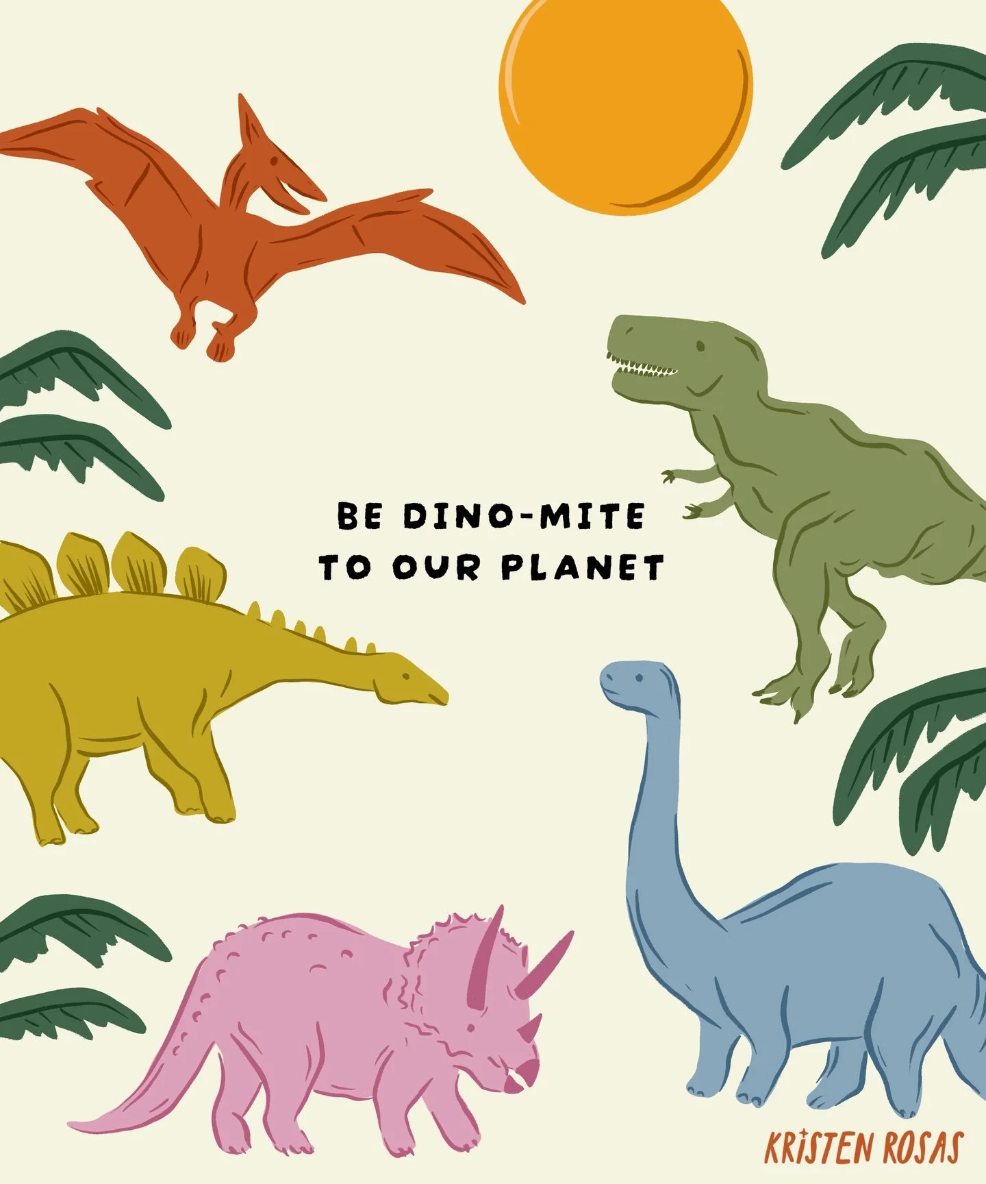 be dino-mite to our planet 🌎
today &amp; every day!! 

#procreate #procreateart #artlicensing earth day, earth day birthday, dinosaur, illustration, illustrator, surface pattern design, surface design, kid art, kid lit, children&rsquo;s illustration
