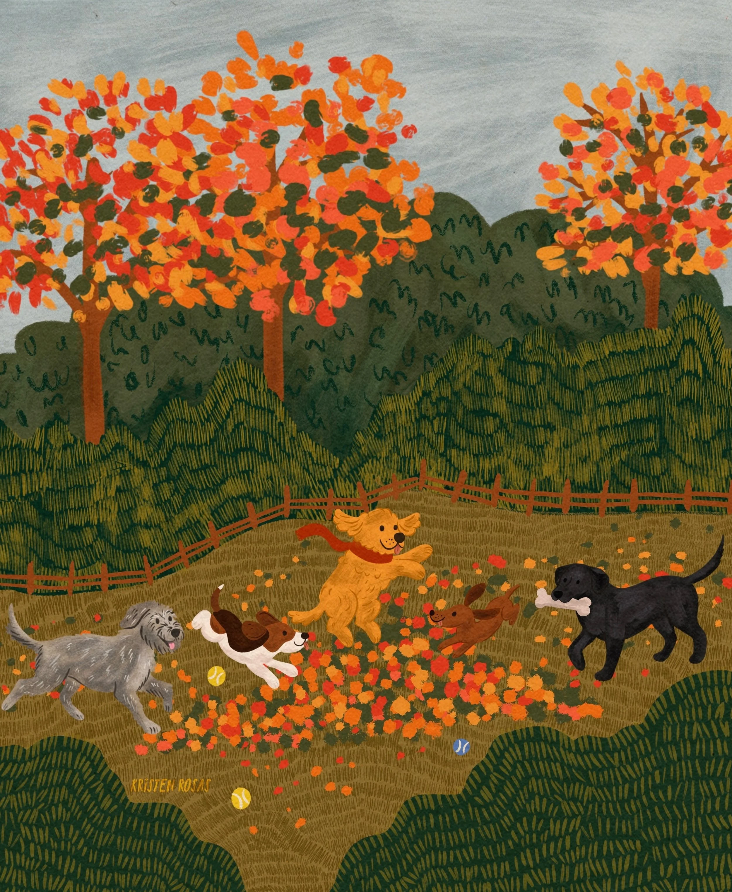 Just a lil puppy party in the crunchy autumn leaves 🍁 

#illustration #illustrator #autumn #newyorkcity #dogsofinstagram 
Illustrator - art licensing - artist for hire - freelance artist - dogs - autumn - nyc - Central Park - dog party - puppy party
