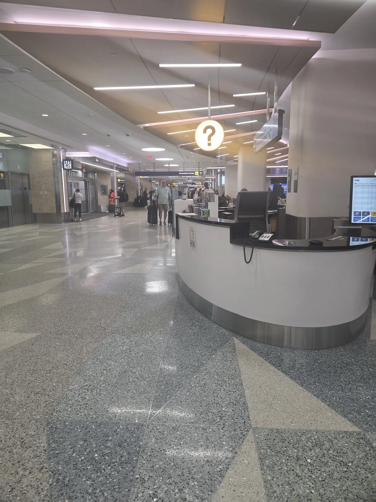 MSP Airport Terminal 1 arrivals area for St. Louis Park airport pickups