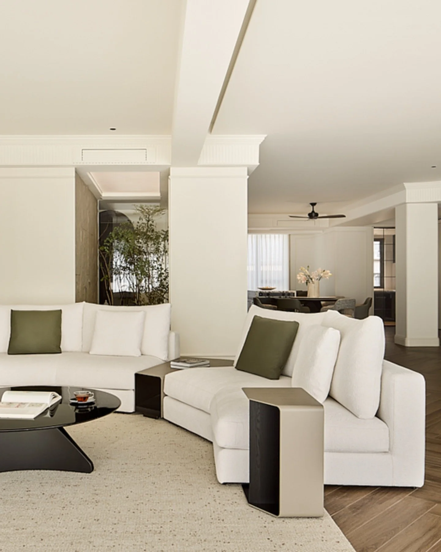 Soft lines, calm light, and furniture that earns its place. 

The Epic sofa settles in with quiet confidence while the Spin coffee table and Slice side table keep the whole room effortless.