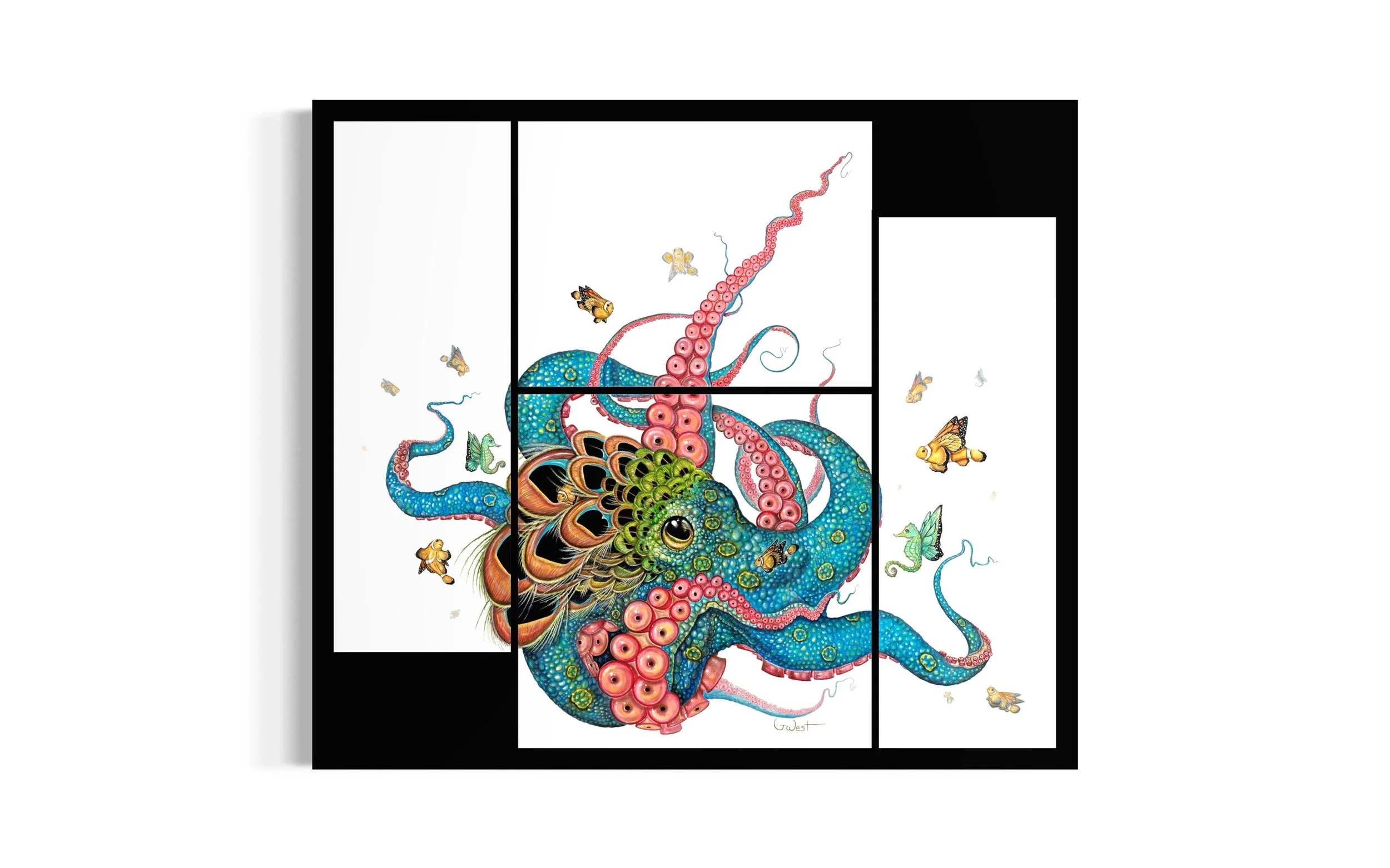 "The Peacock Octopus" 43" x 49" Original Painting