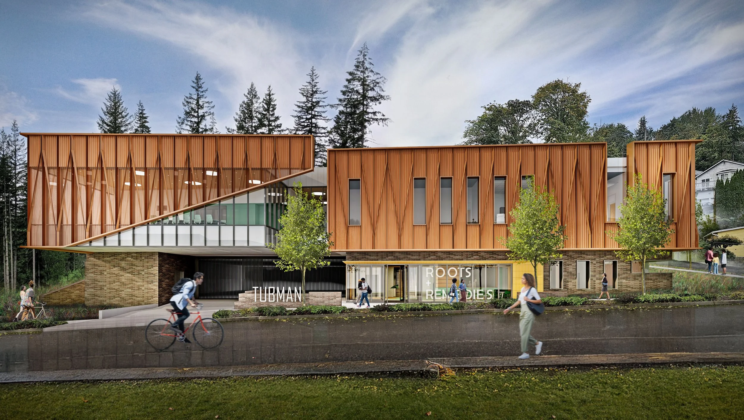 Architectural rendering of the future Tubman Health Center in Rainier Beach
