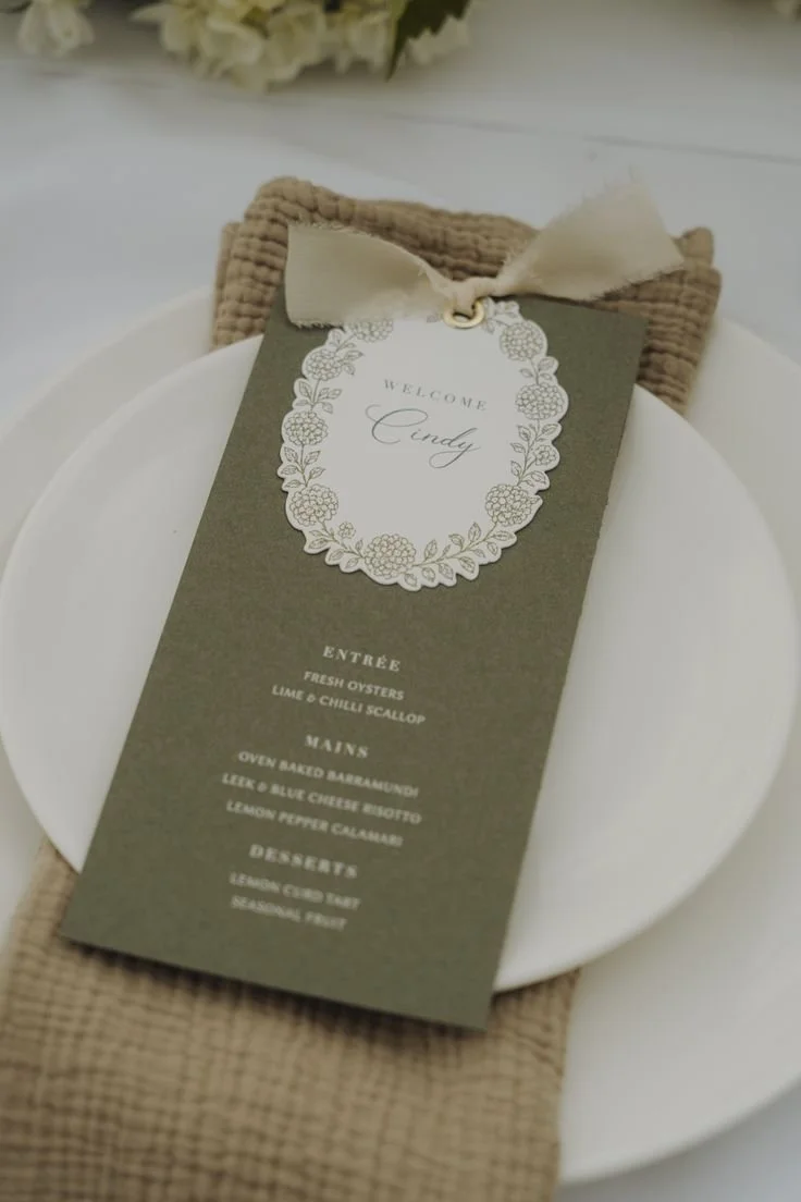 Printed Custom Menu with Bow - $2 per 