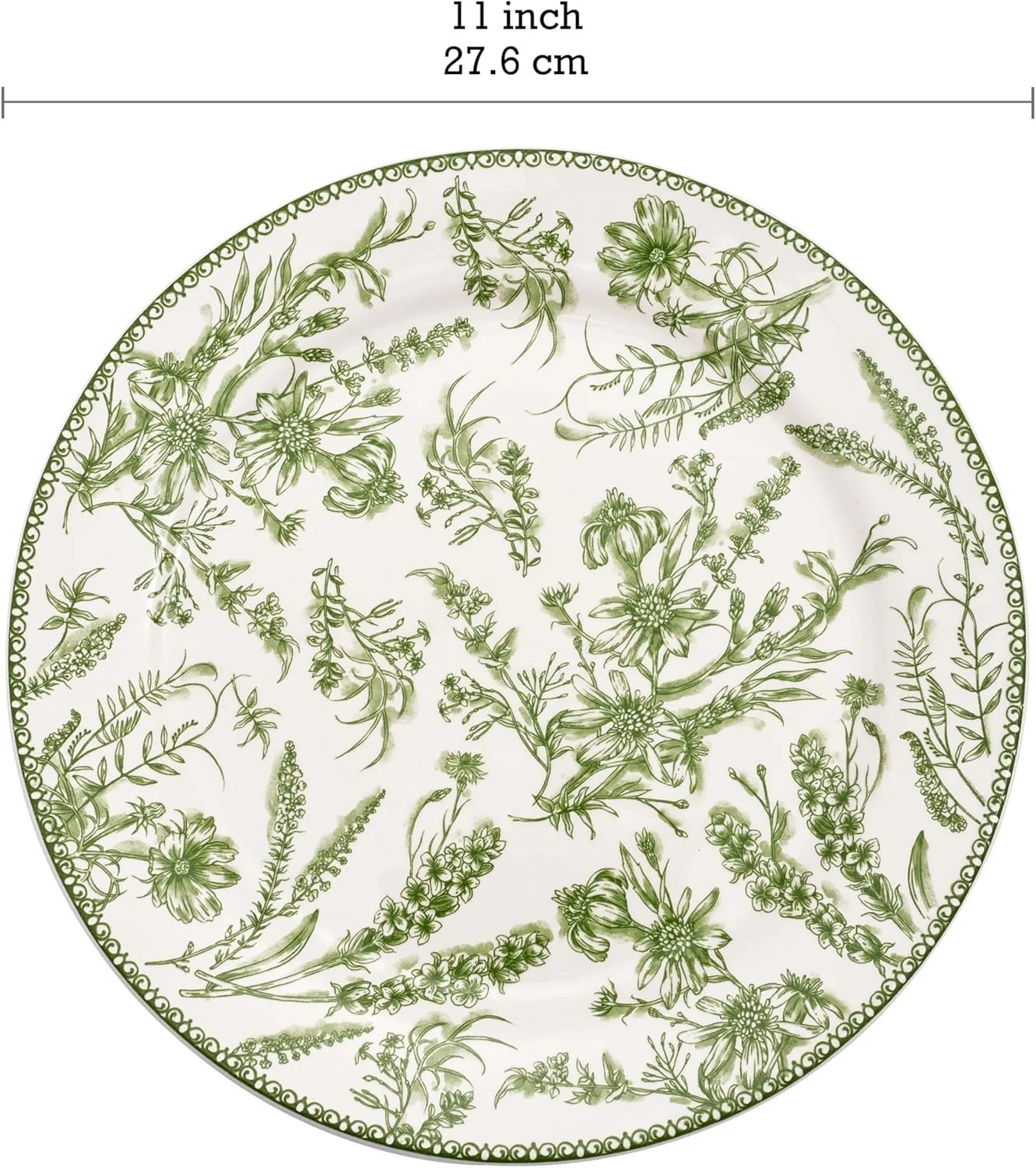 11' Green Toile Dinner Plate / Charger $7- for weddings of 50 or less guests  