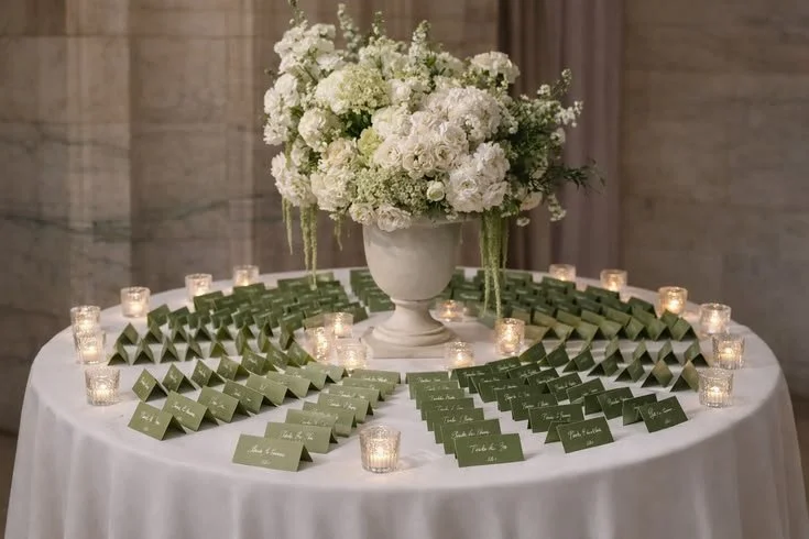 Seating chart name cards with large floral - starting at $275