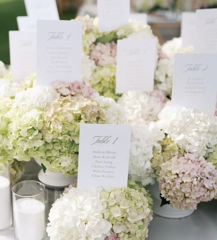 Seating chart by table with vases - starting at $300