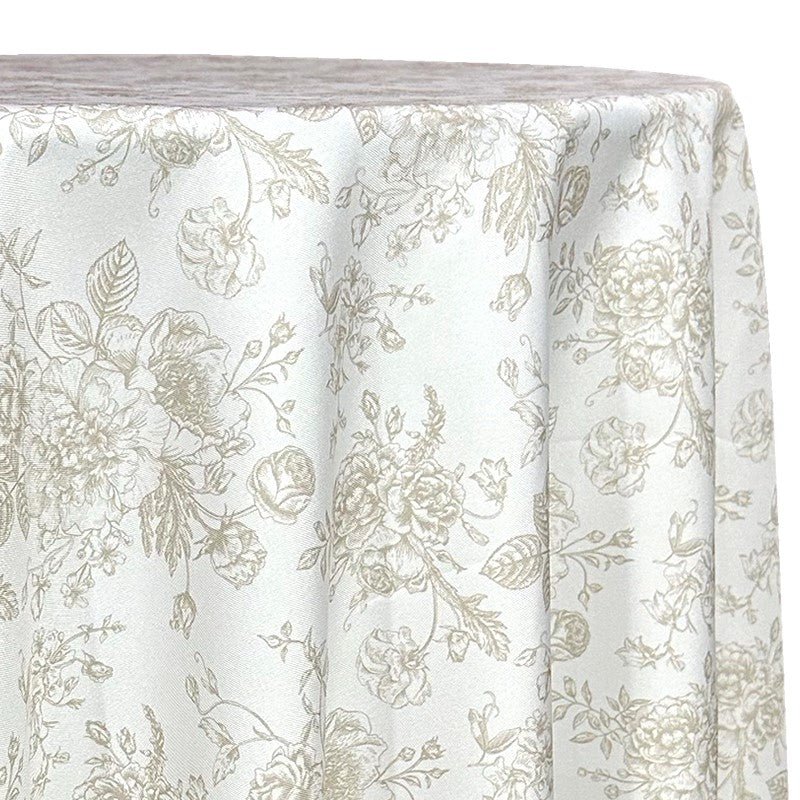Taupe Floral $45
Napkins $3
Available in 108", 120", 132", 90x156"
